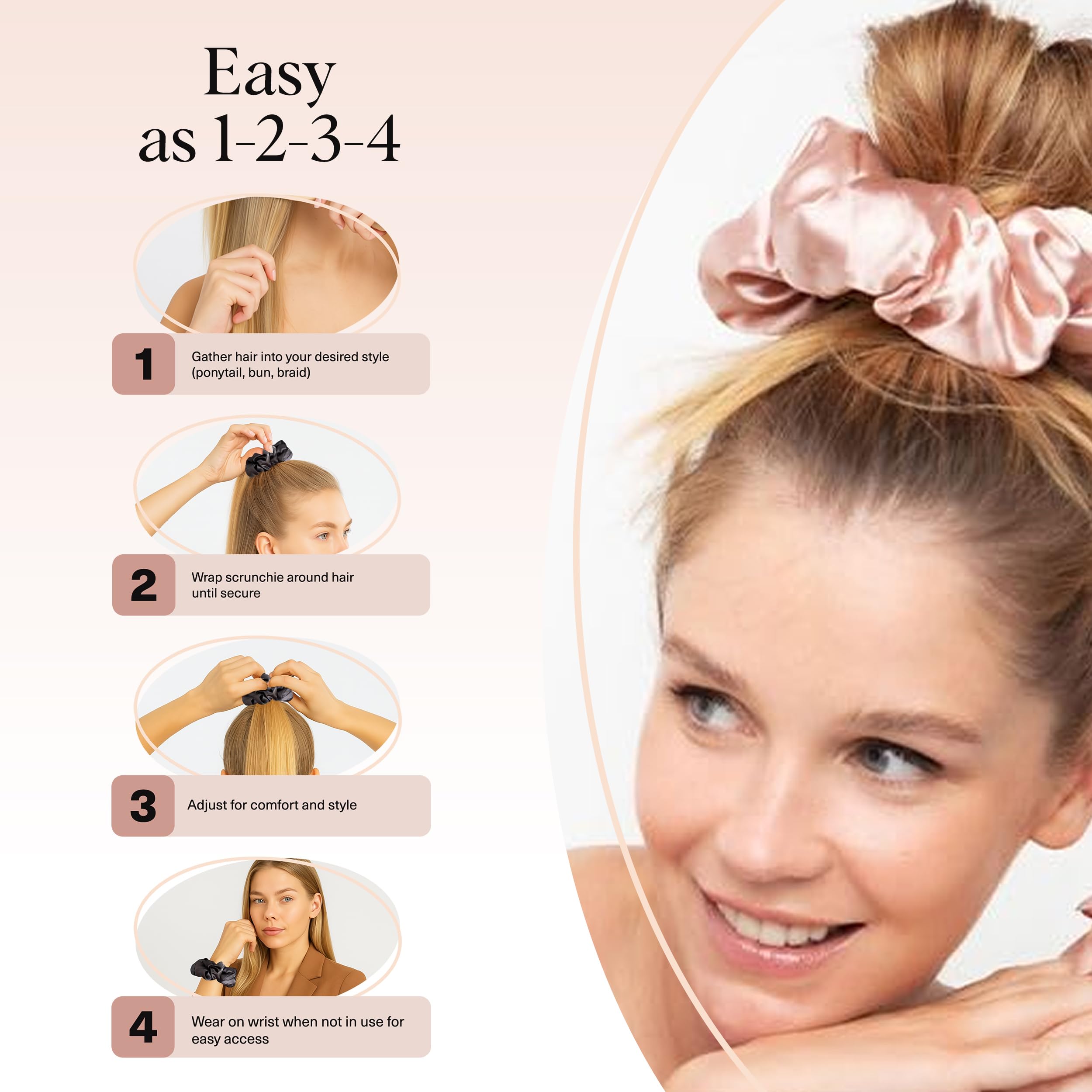 Kitsch coleteros satén aptos para cabello grueso con sujecion estable.