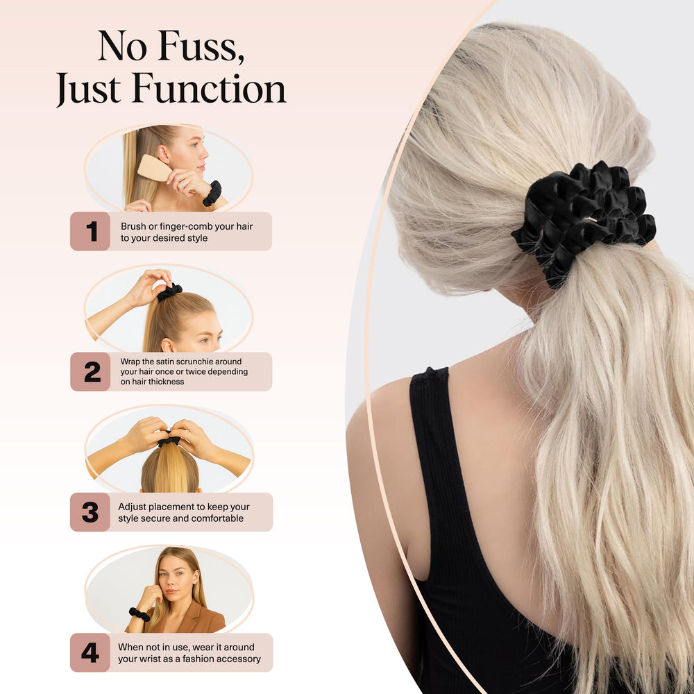 Kitsch accesorio de pelo satinado, perfecto para looks casuales, negro.