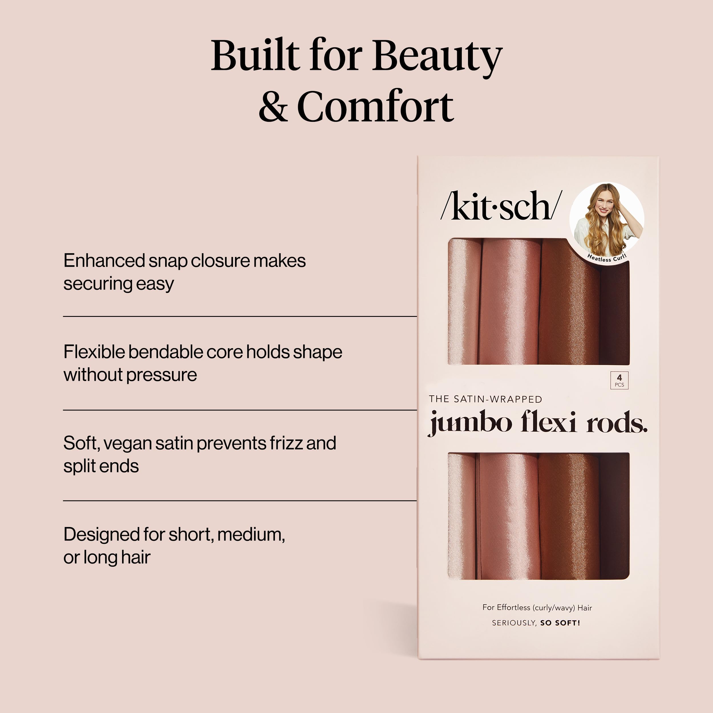 Kitsch rodillos jumbo Rosewood: rizos sin calor para despertar con volumen.