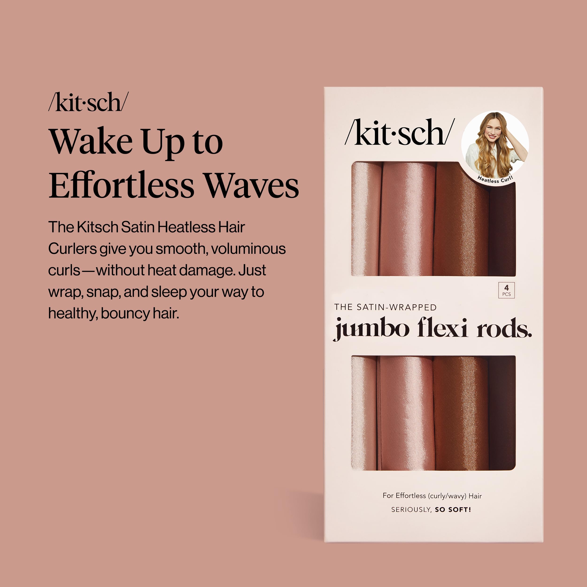 Kitsch rodillos Rosewood: uso nocturno cómodo gracias al satinado suave.