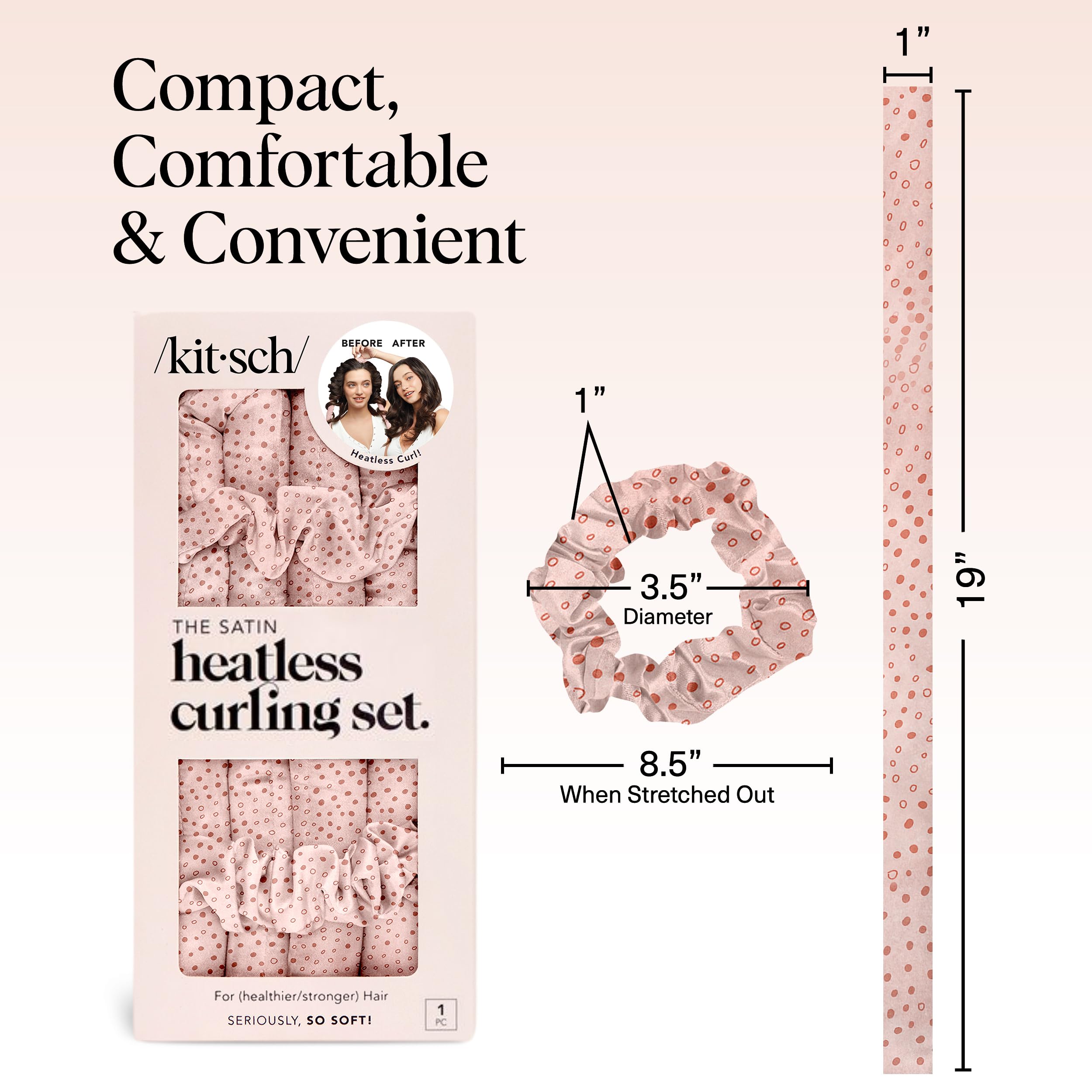 Kitsch textura satén del conjunto para peinados sin calor