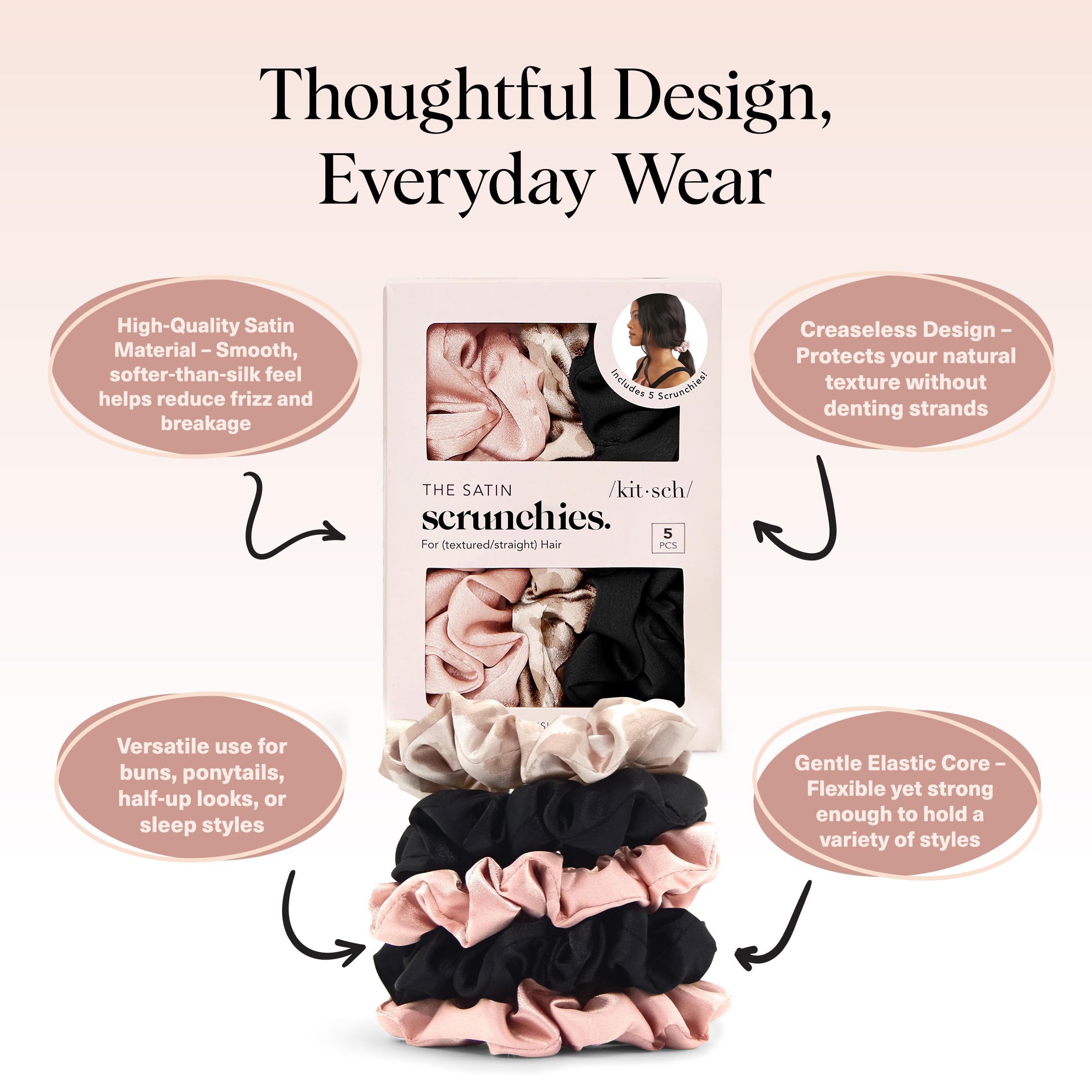Kitsch Satin Scrunchies para dormir: mantiene el cabello suave y sin marcas durante la noche