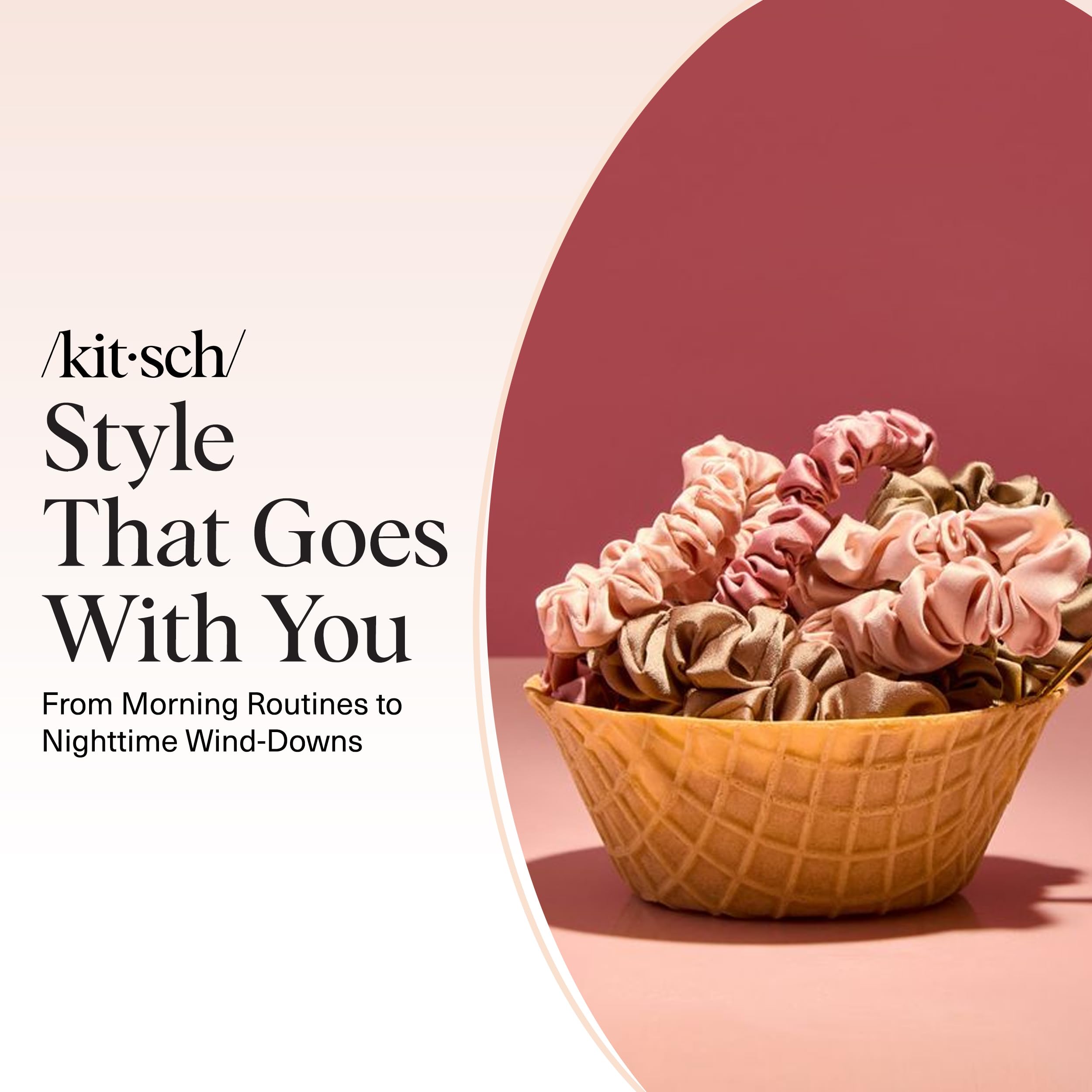 Kitsch Satin Scrunchies para todo tipo de cabello, ofrece sujeción fiable.