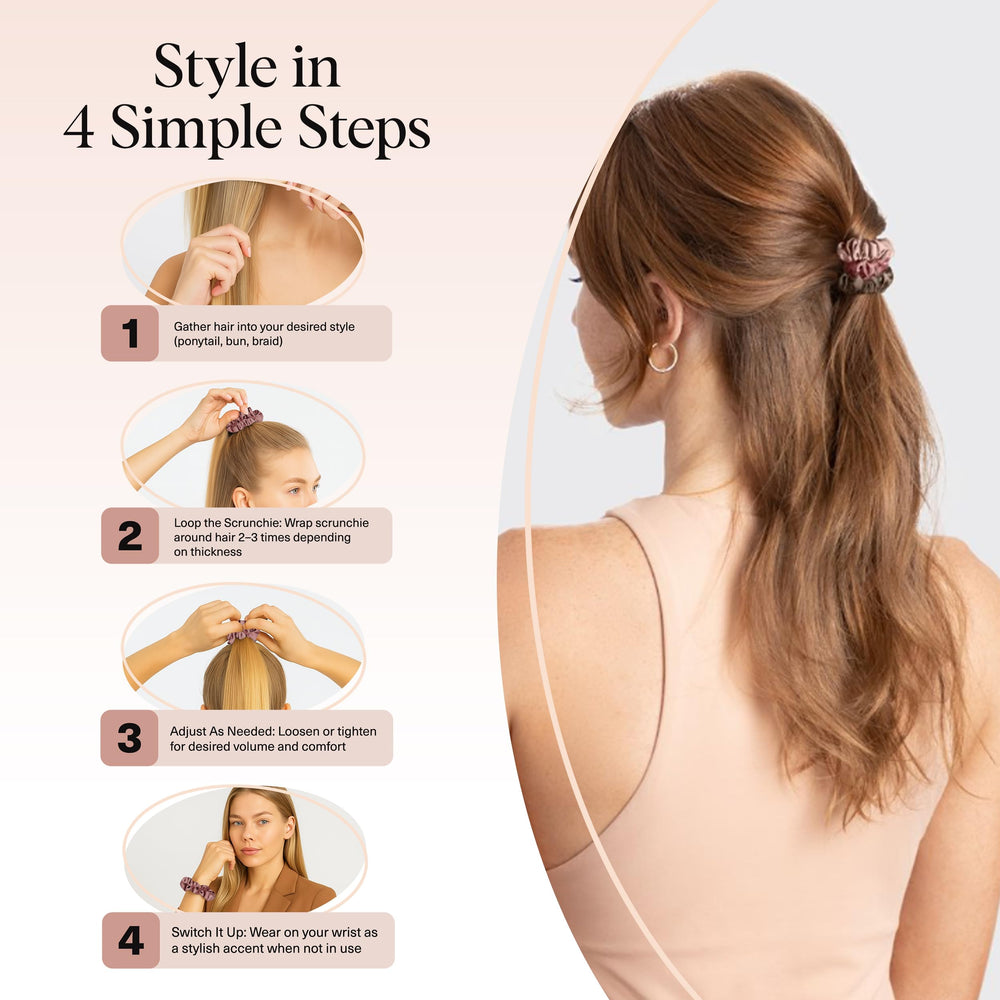 Kitsch Satin Scrunchies sin dentado, evita marcas y tirones.