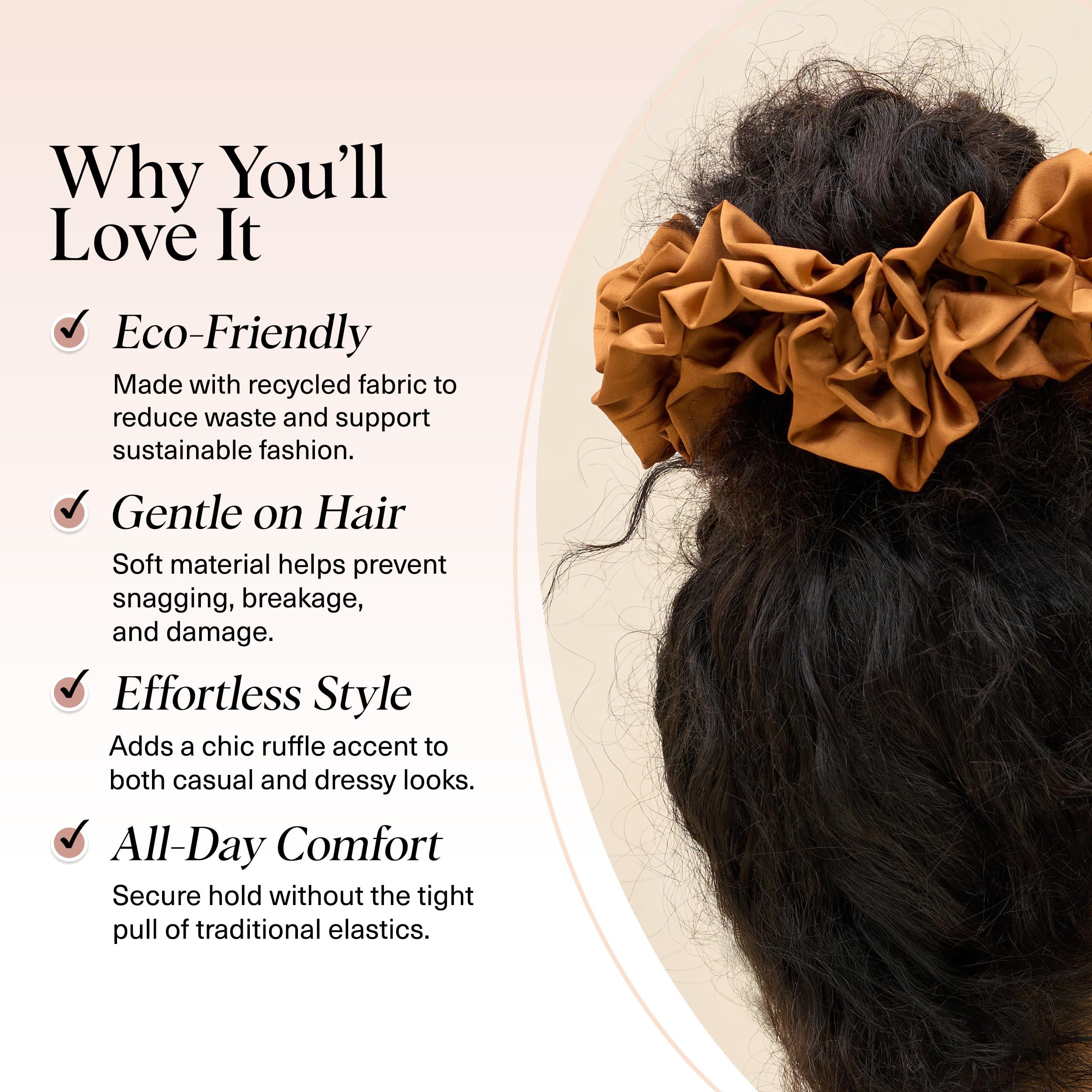 Kitsch scrunchie satén reciclado uso pulsera elegante para la muñeca