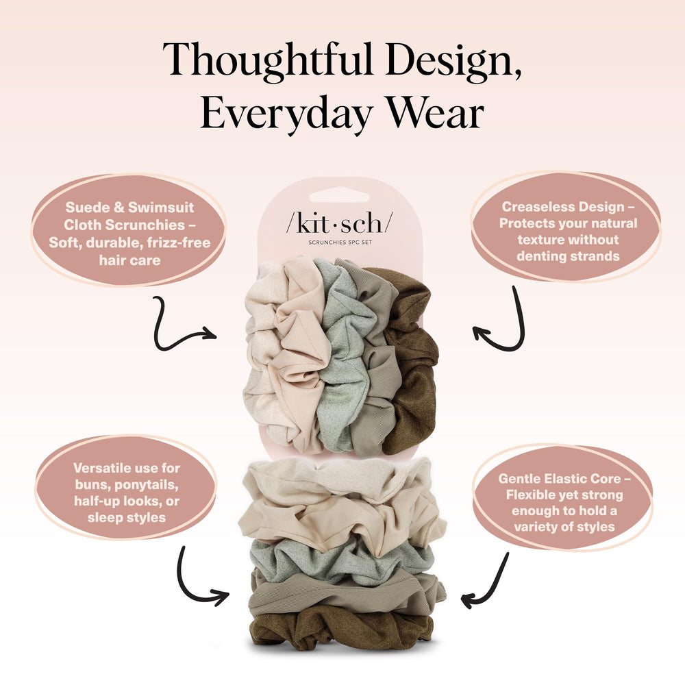Kitsch Scrunchies para cabello grueso o fino, agarre seguro sin resbalar.
