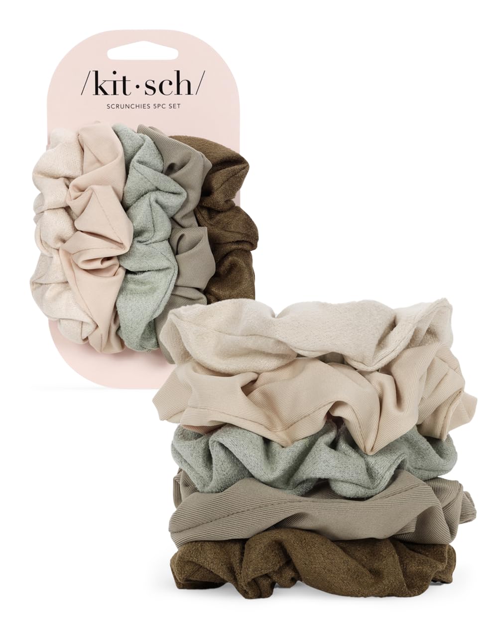 Kitsch Scrunchies tono musgo para cualquier peinado, coleta o moño.