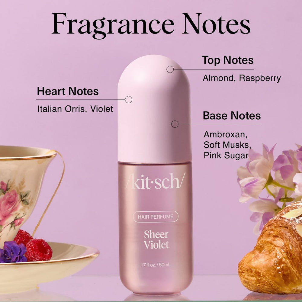 Kitsch Sheer Violet, uso diario, bruma versátil para cabello y piel