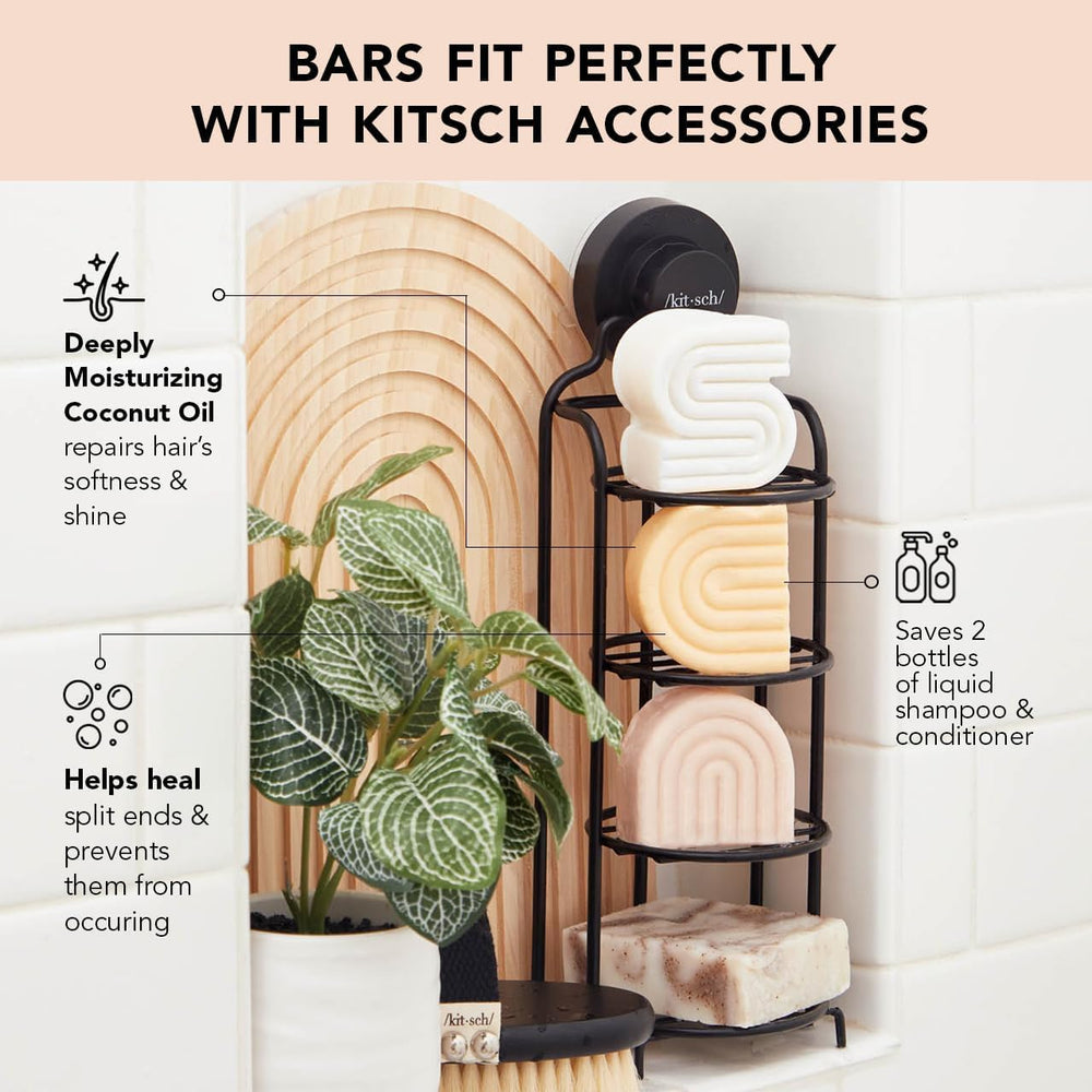 Kitsch Tea Tree Shampoo Bar packaging emphasizes compact eco friendly design