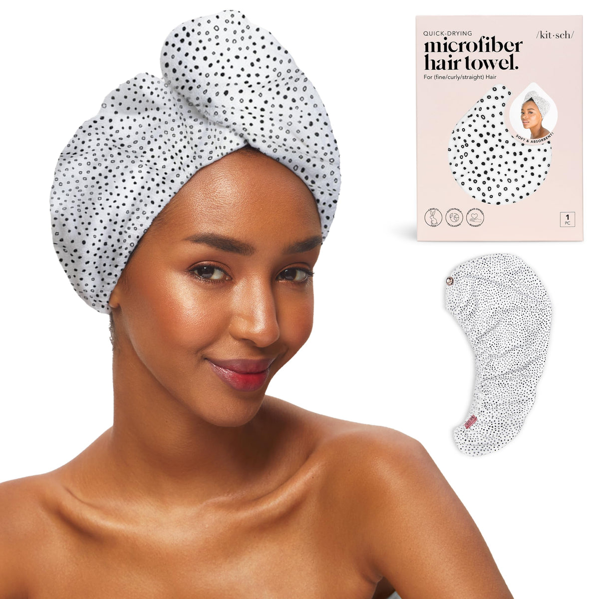 Kitsch: toalla de microfibra para cabello, absorbe rápido y cuida la textura