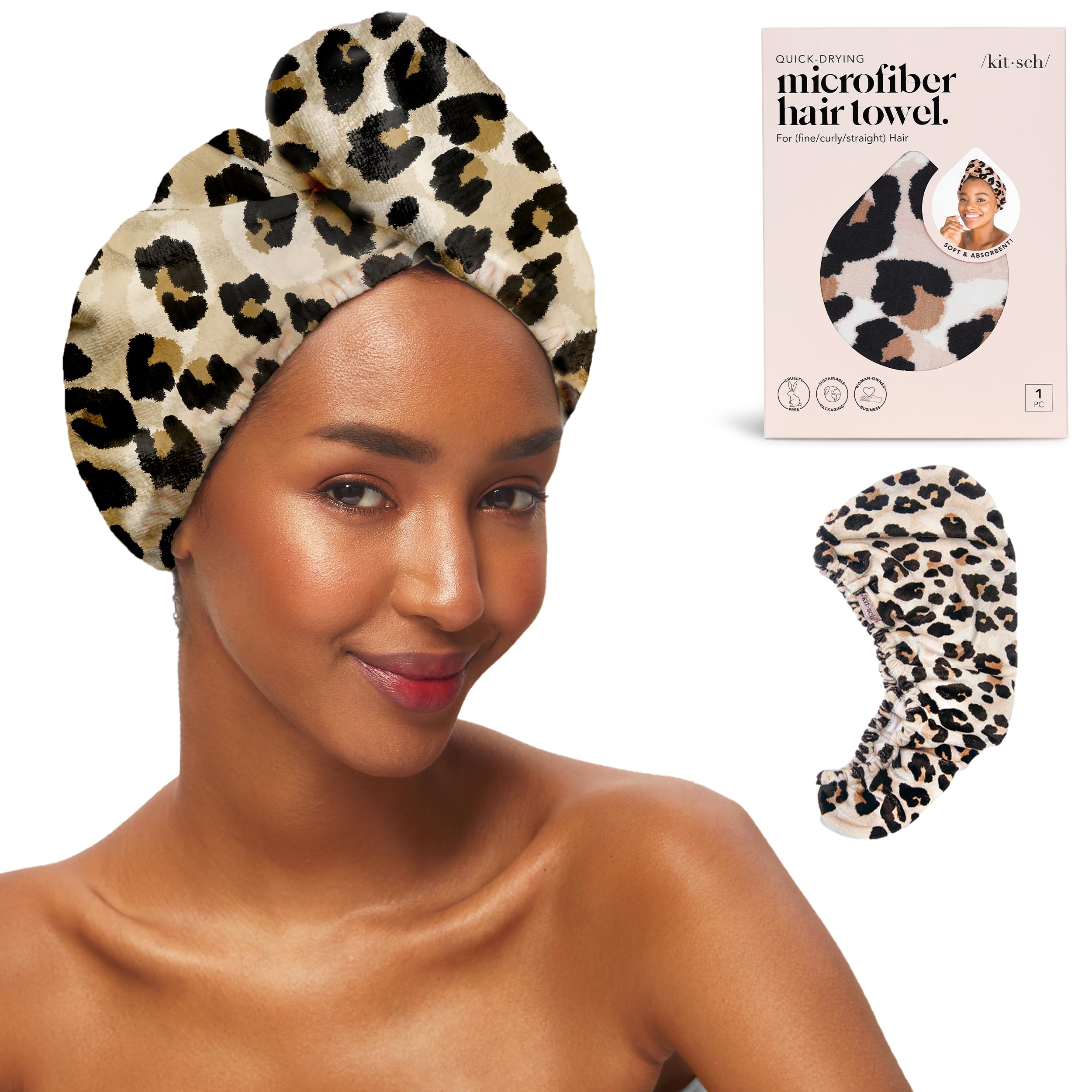 Kitsch toalla de microfibra ultra suave para secado rápido del cabello.
