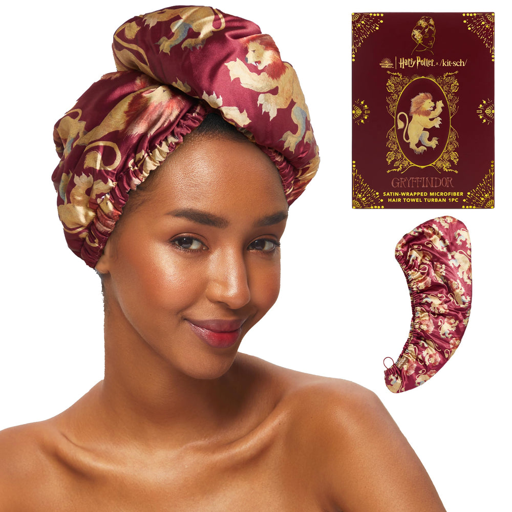Kitsch Gryffindor: toalla satinada de microfibra para secado rápido sin frizz.