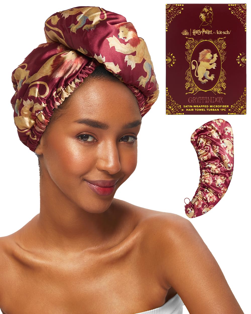 Kitsch Gryffindor: microfibra de alta absorbencia para secado eficiente.