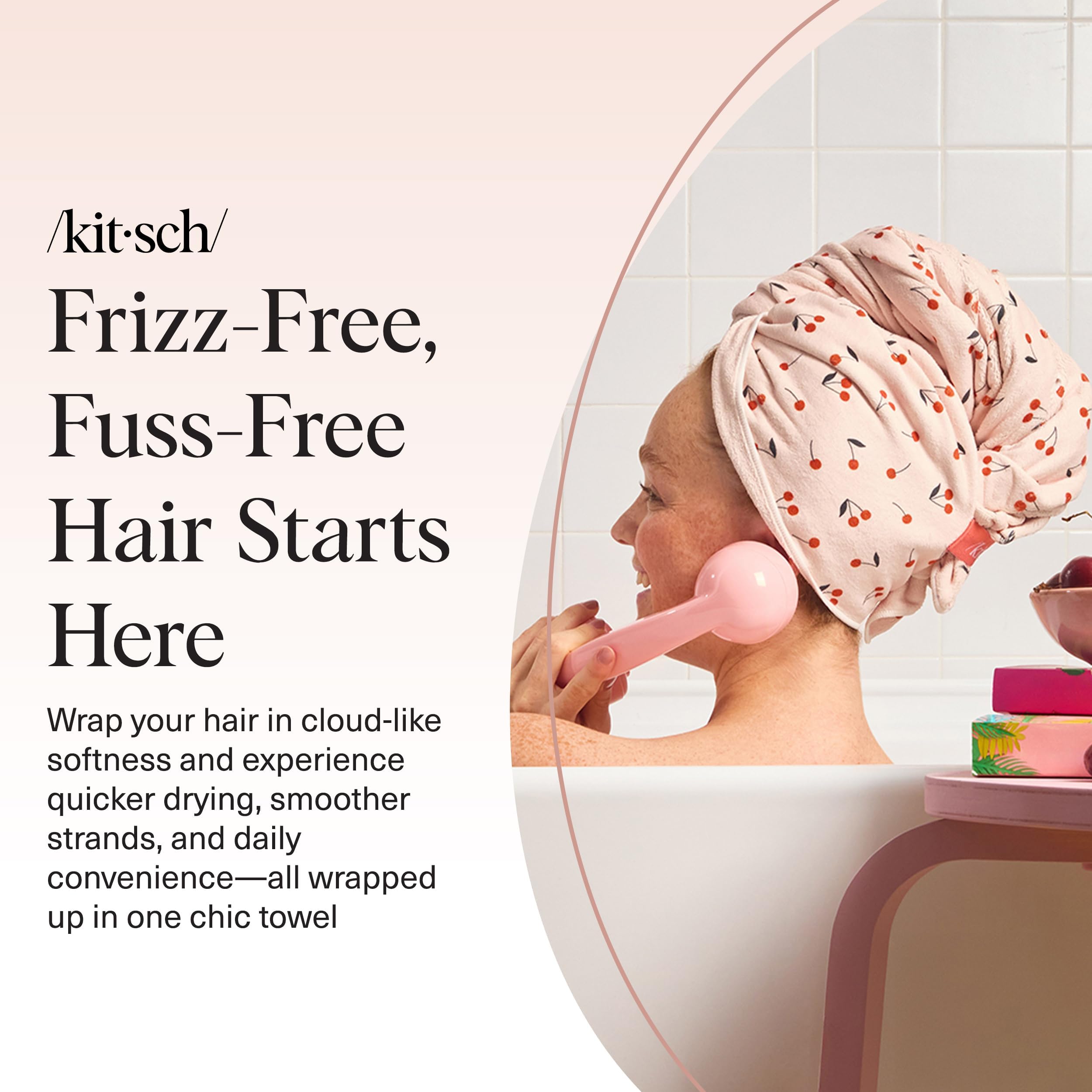Kitsch toalla microfibra XL, estampado cereza añade estilo al baño.