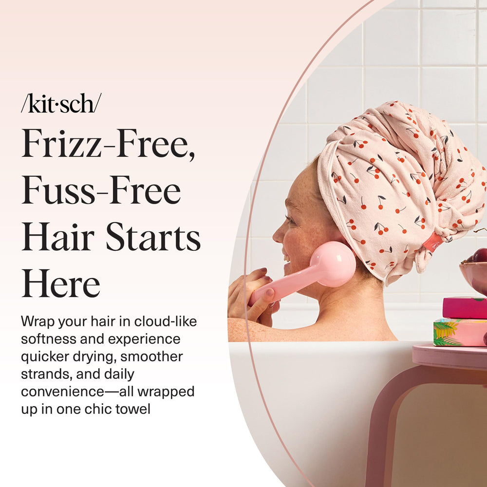 Kitsch toalla microfibra XL, estampado cereza añade estilo al baño.