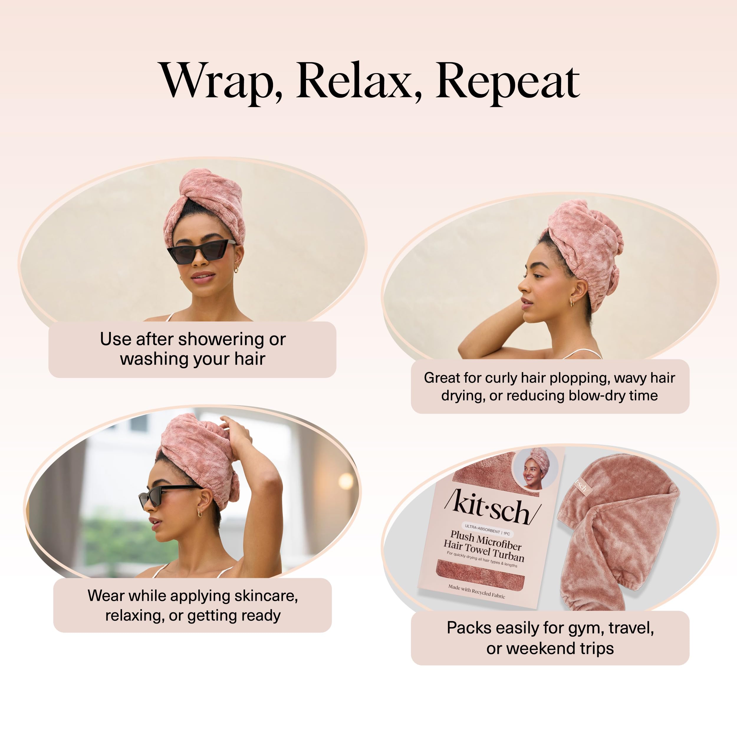 Kitsch turbante microfibra terracota cuidado suave para cabello largo