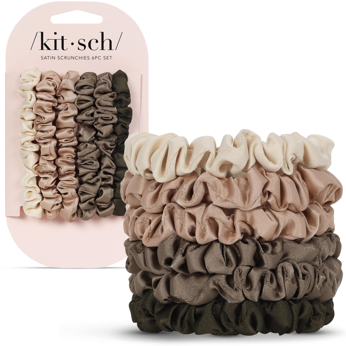Kitsch Ultra-Petite Scrunchies Eucalipto: paquete con uso diario suave para cabello sin tirones