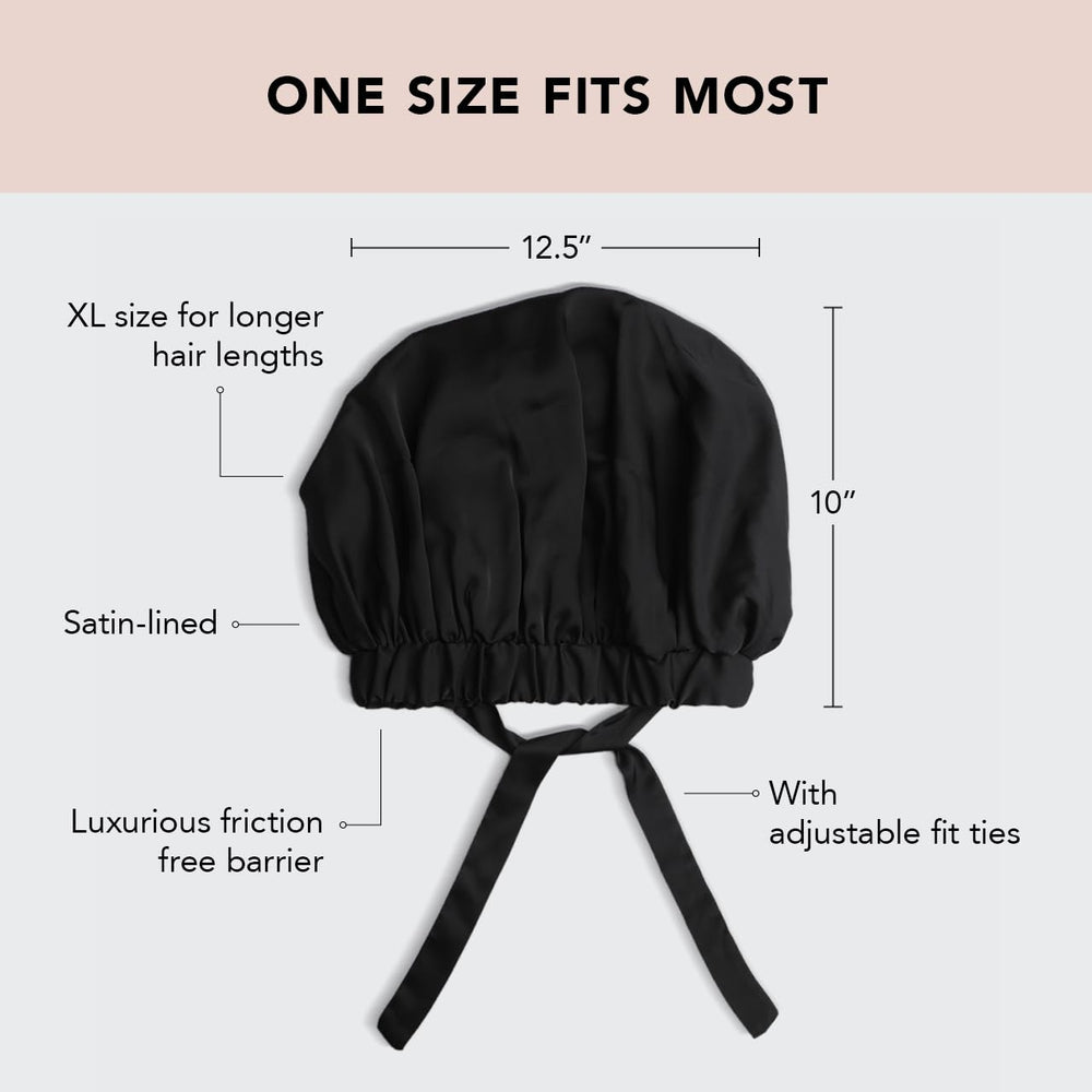 Kitsch XL bonete satén, ajuste de cinta para un soporte seguro durante el sueño.
