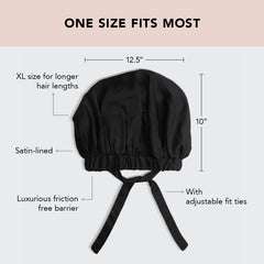 Kitsch XL bonete satén, ajuste de cinta para un soporte seguro durante el sueño.