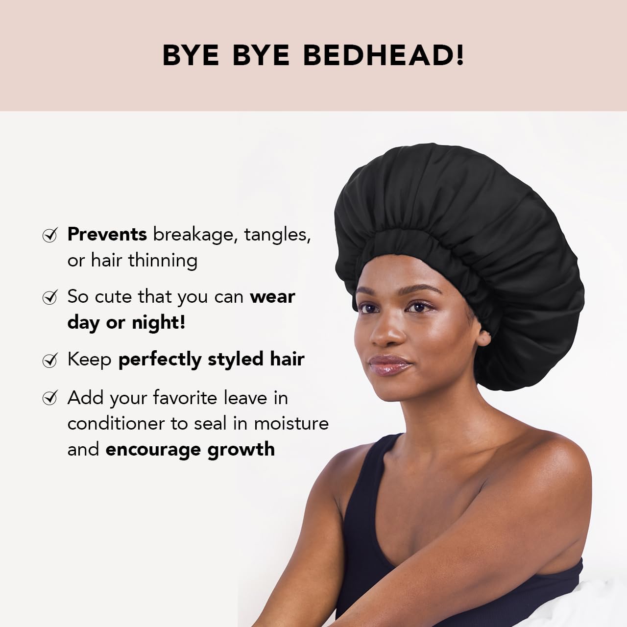 Kitsch XL bonete satén, detalle de tejido suave que protege el cabello durante la noche.