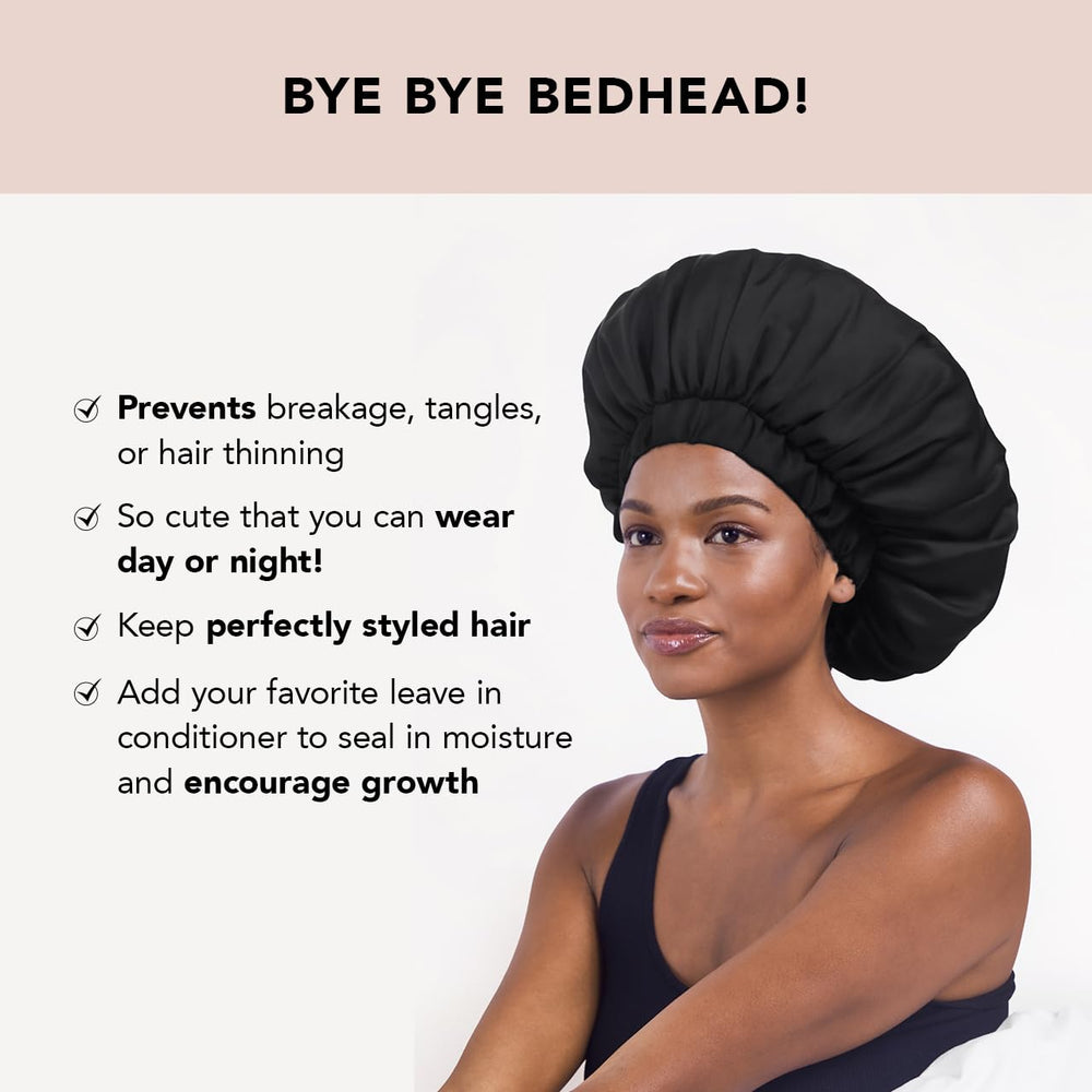 Kitsch XL bonete satén, detalle de tejido suave que protege el cabello durante la noche.