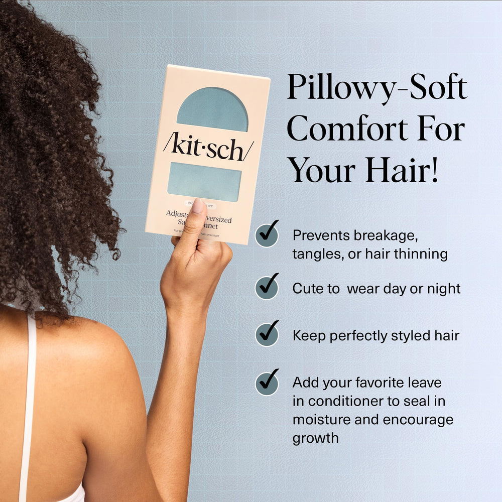 Kitsch XL bonete satinado suave para dormir, ofrece comodidad y reduce el frizz.