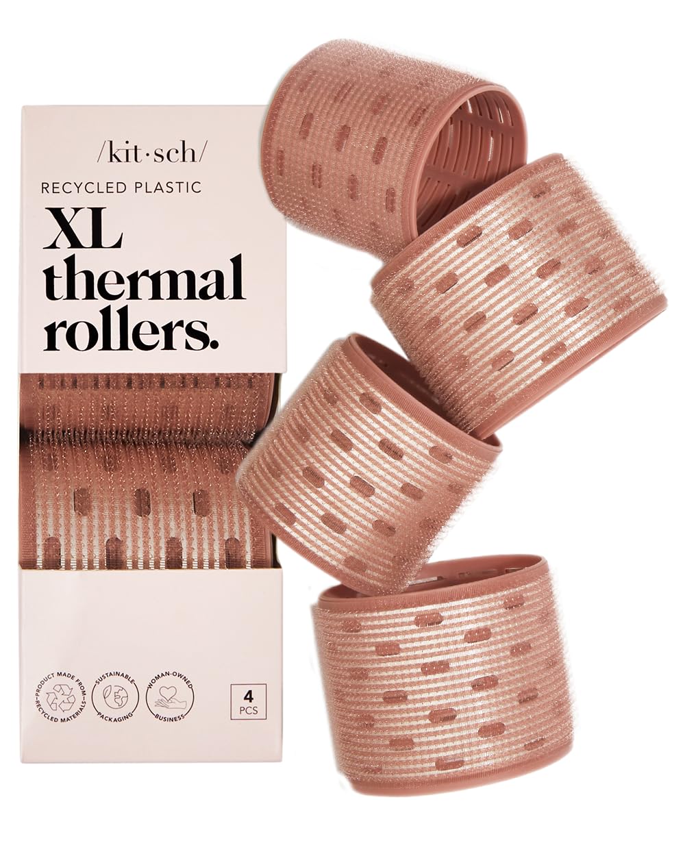 Kitsch XL rodillos termicos ceramicos terracota 4 piezas para volumen duradero