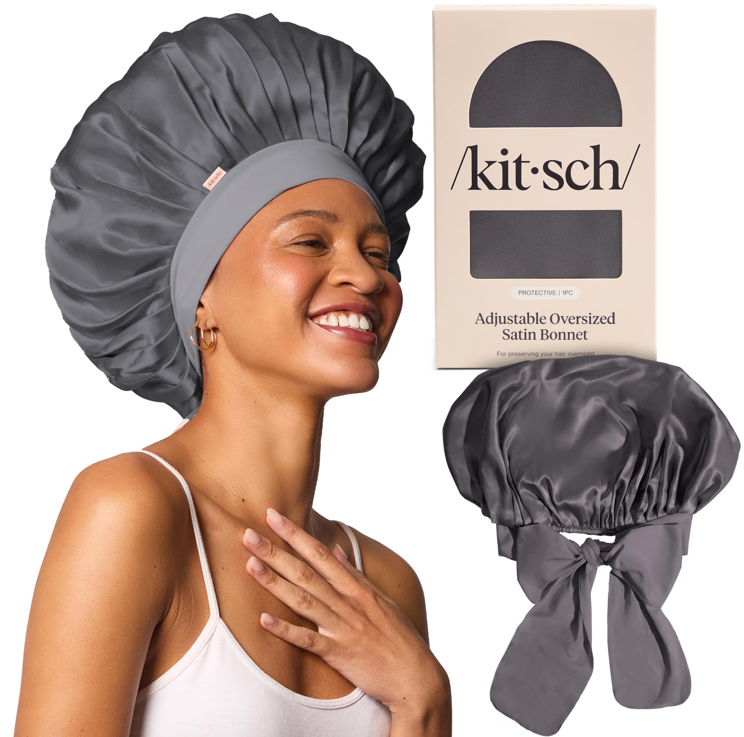 Gorro de satén Kitsch XL para dormir, suavidad extrema que cuida el cabello durante la noche