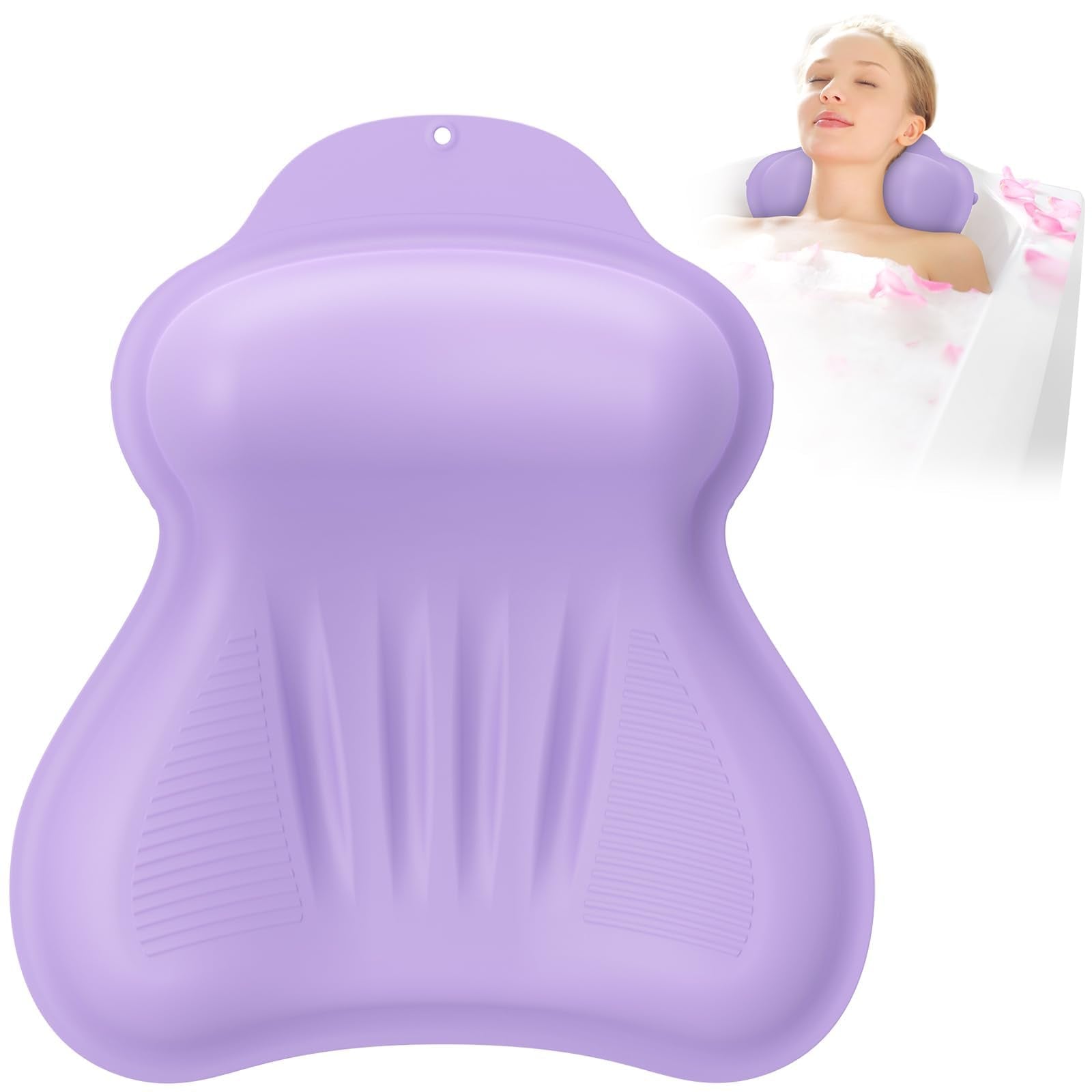 Almohada de kixcvdm en silicona suave ofrece soporte cómodo para cabeza y cuello en la bañera.