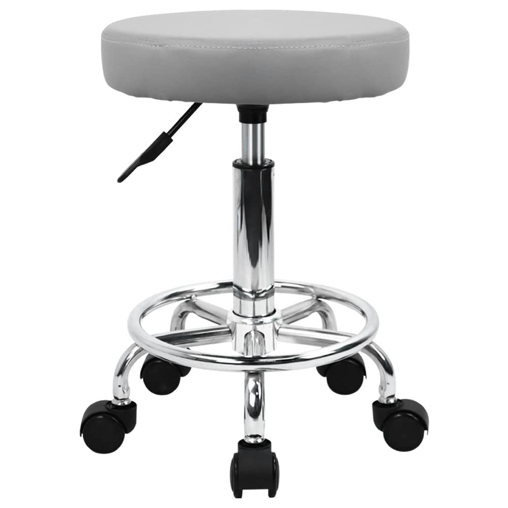 KKTONER silla ronda con reposapié de cuero PU ofrece soporte cómodo durante sesiones largas.