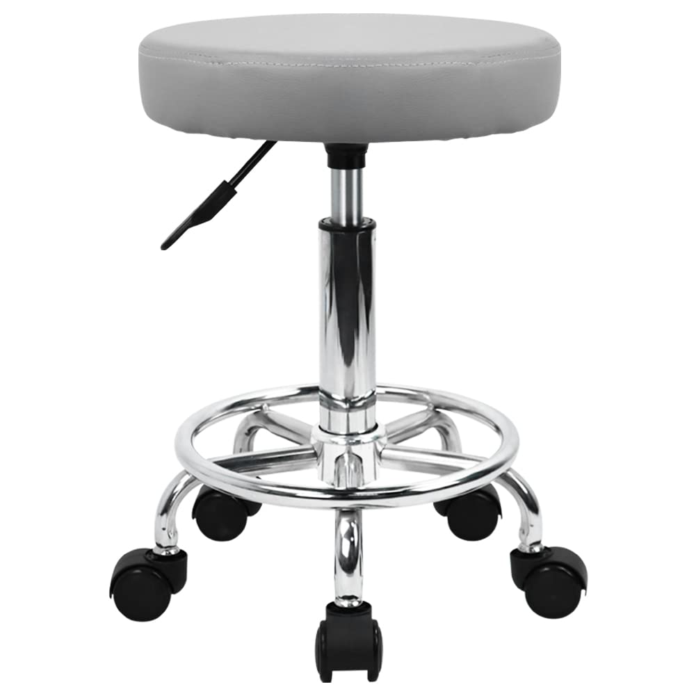 KKTONER silla ronda con reposapié de cuero PU ofrece soporte cómodo durante sesiones largas.