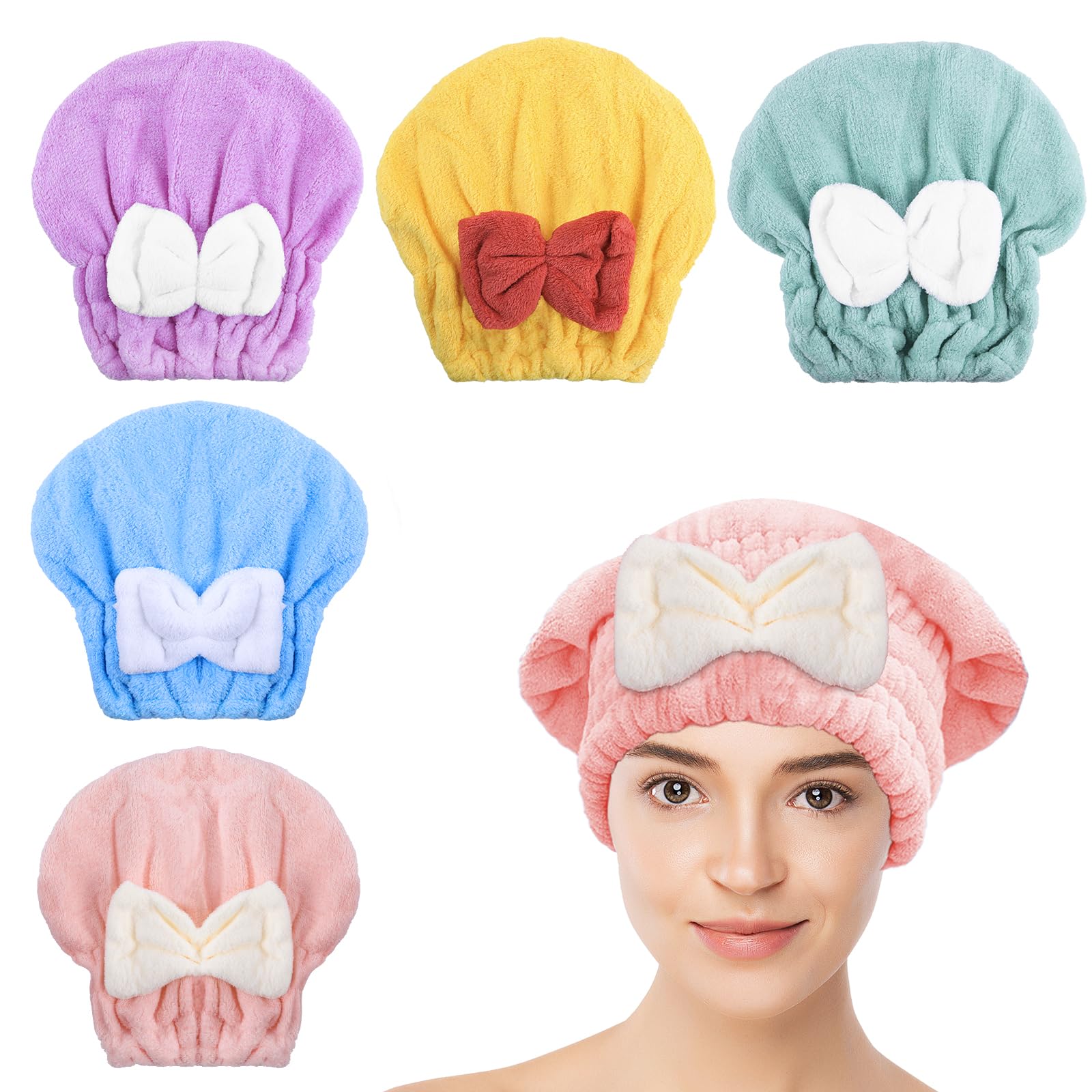 Kldnkig gorros secado microfibra con lazo dorado, ideal para secado rápido del cabello