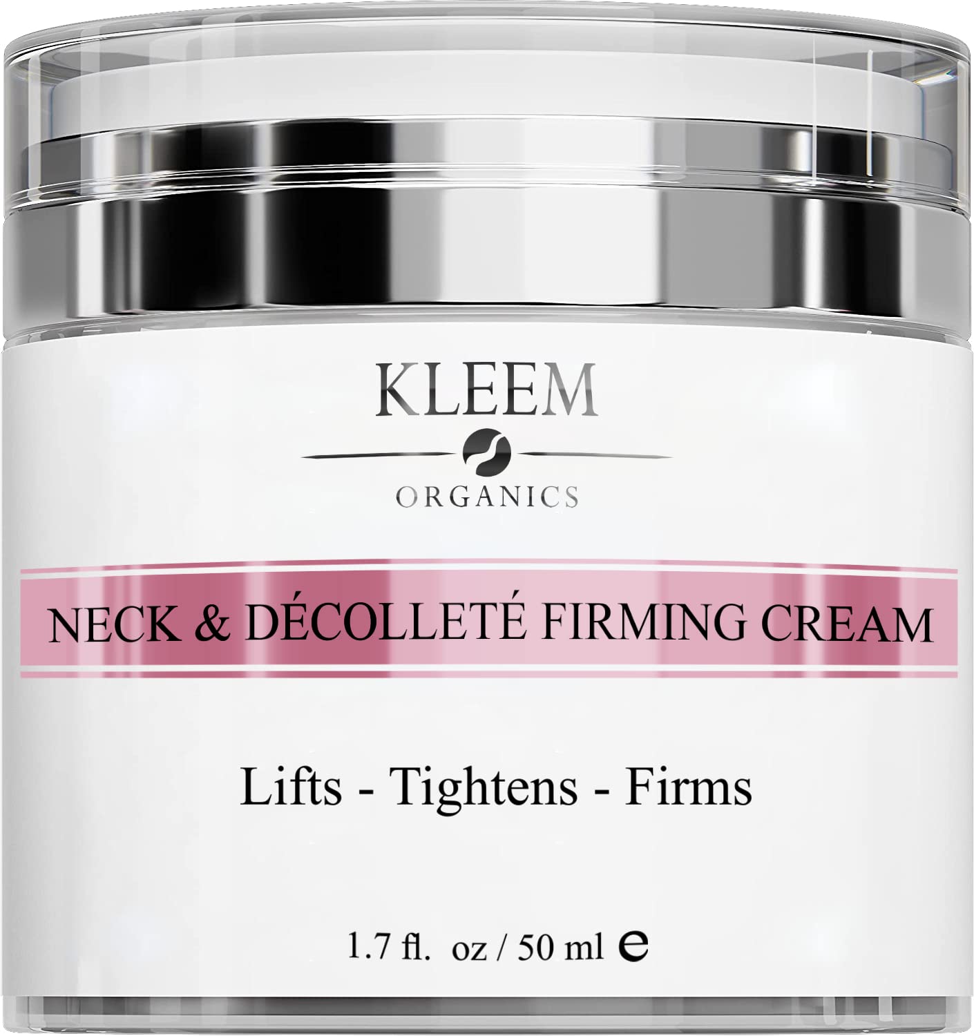 Kleem Organics envase crema cuello firme para uso diario.