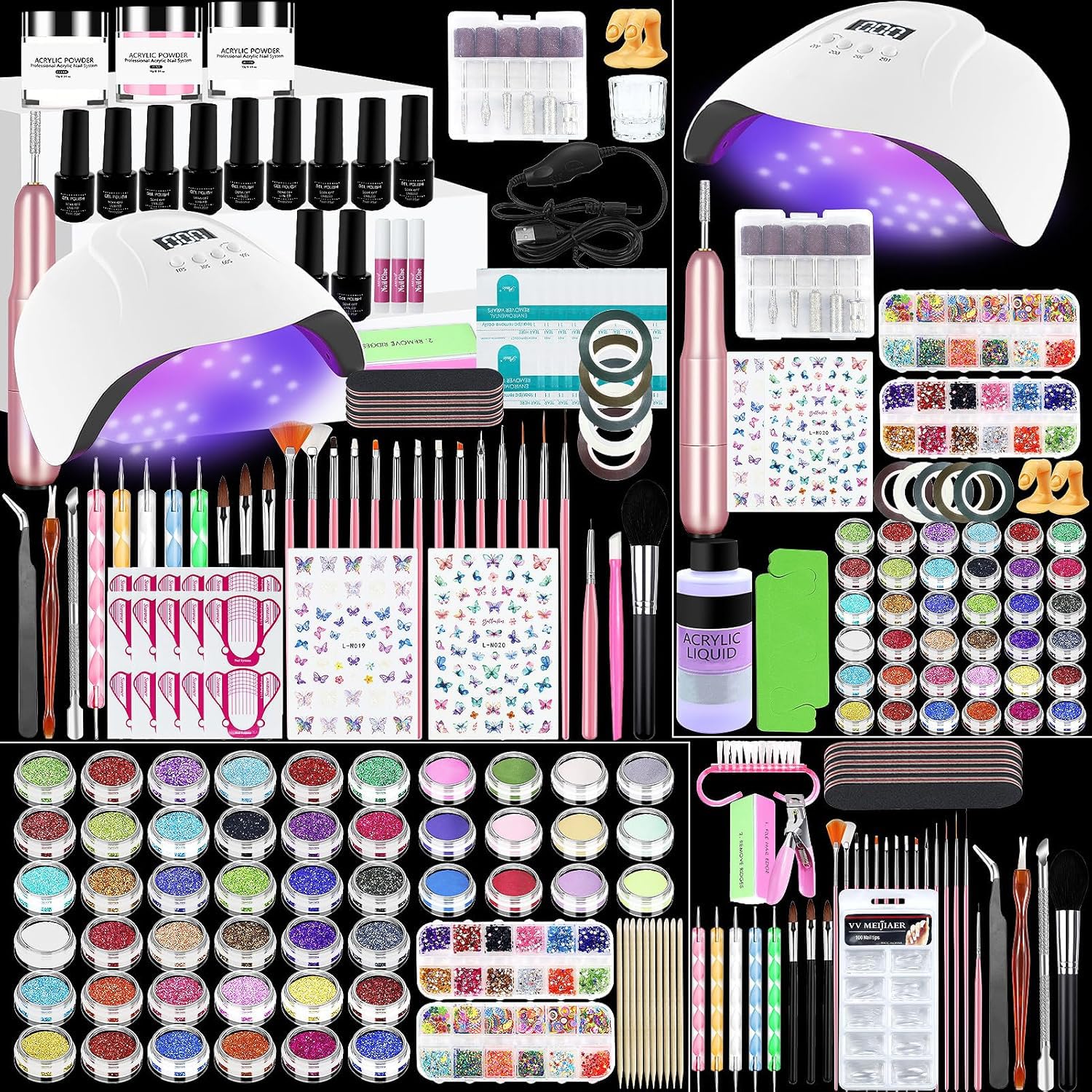 Klemon kit de uñas acrílicas con lámpara UV para principiantes seguros