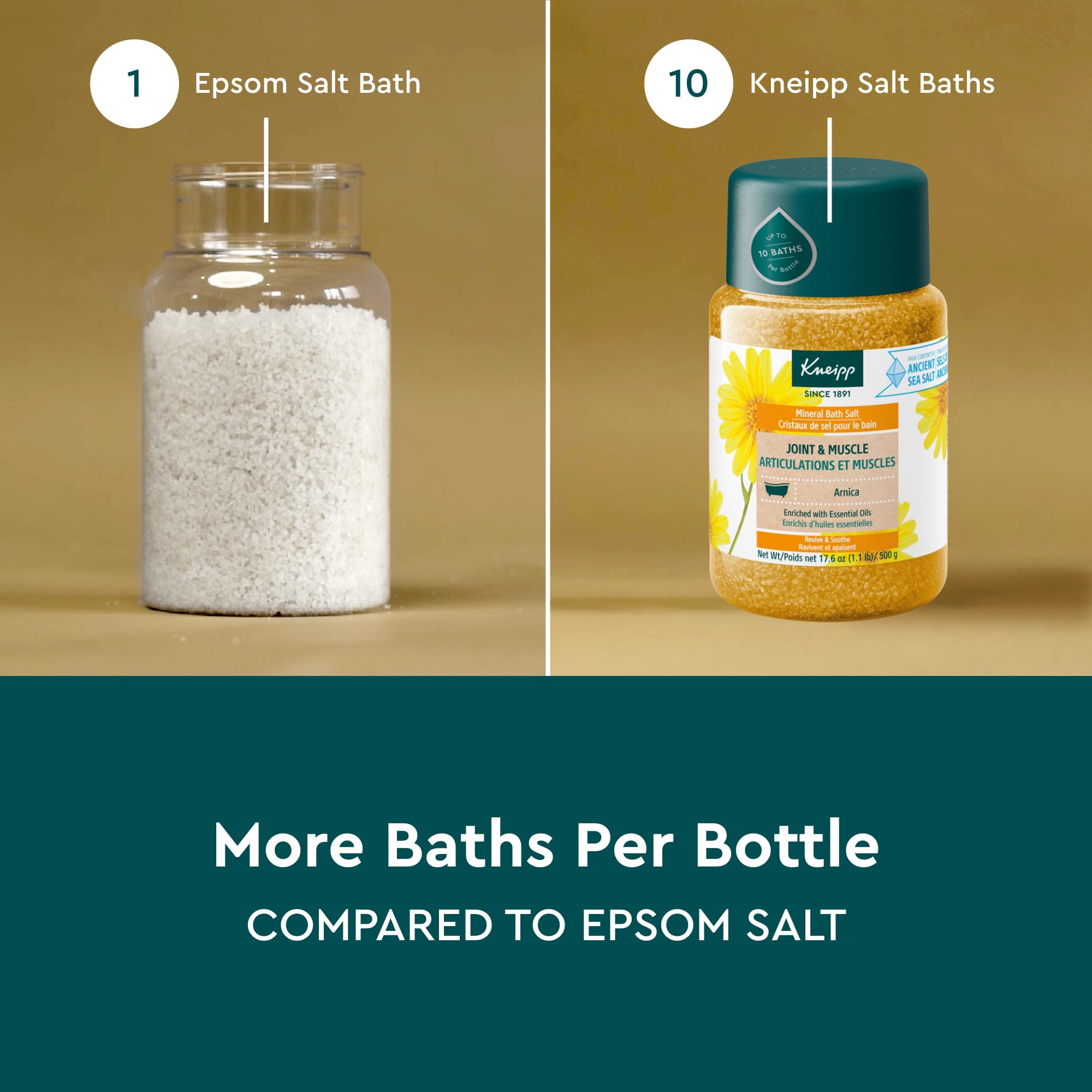 Kneipp Sal de Bano Cabreuva Romero Pino color dorado, atmosfera relajante.