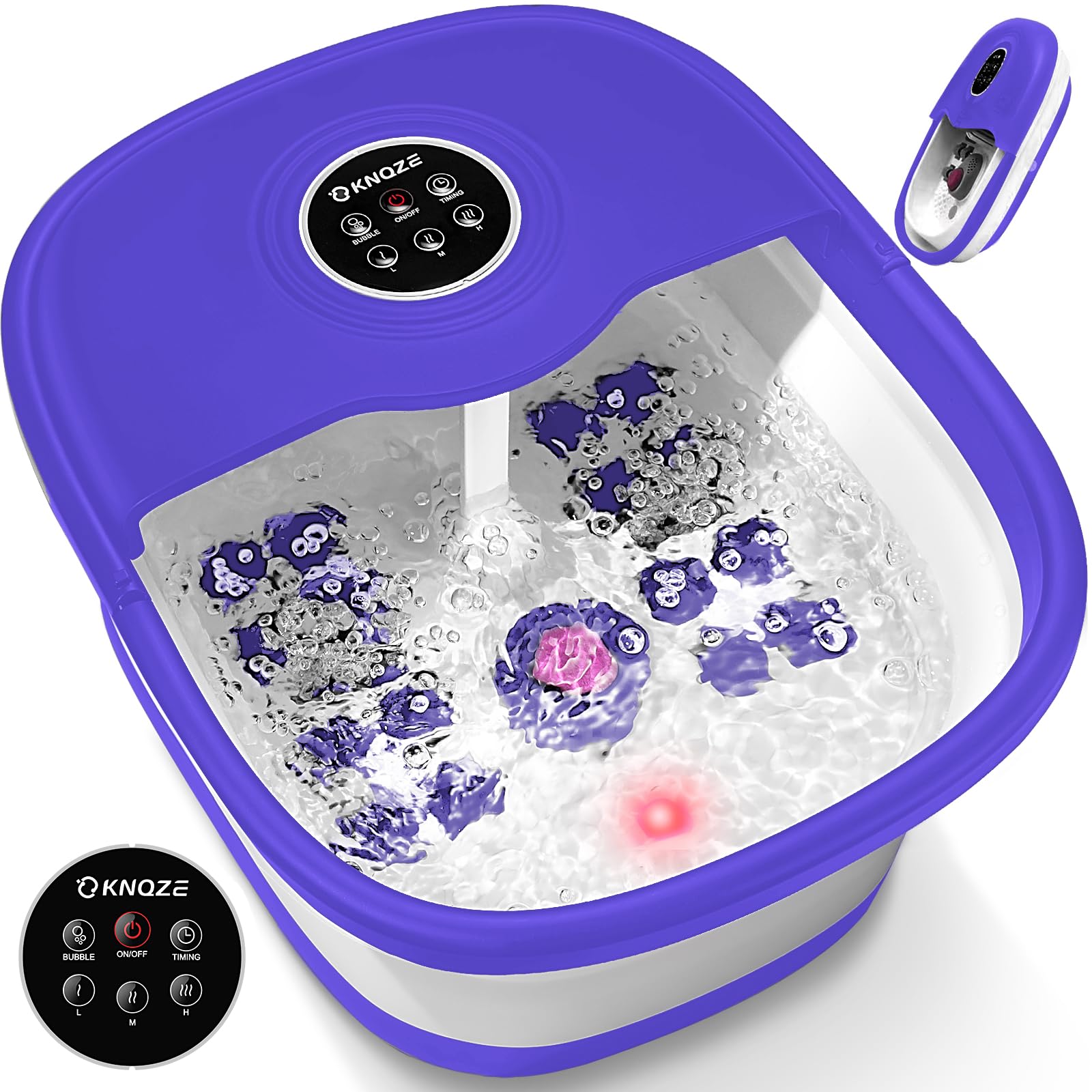 KNQZE pediluvio plegable, vista general, almacenamiento fácil para pies cansados.