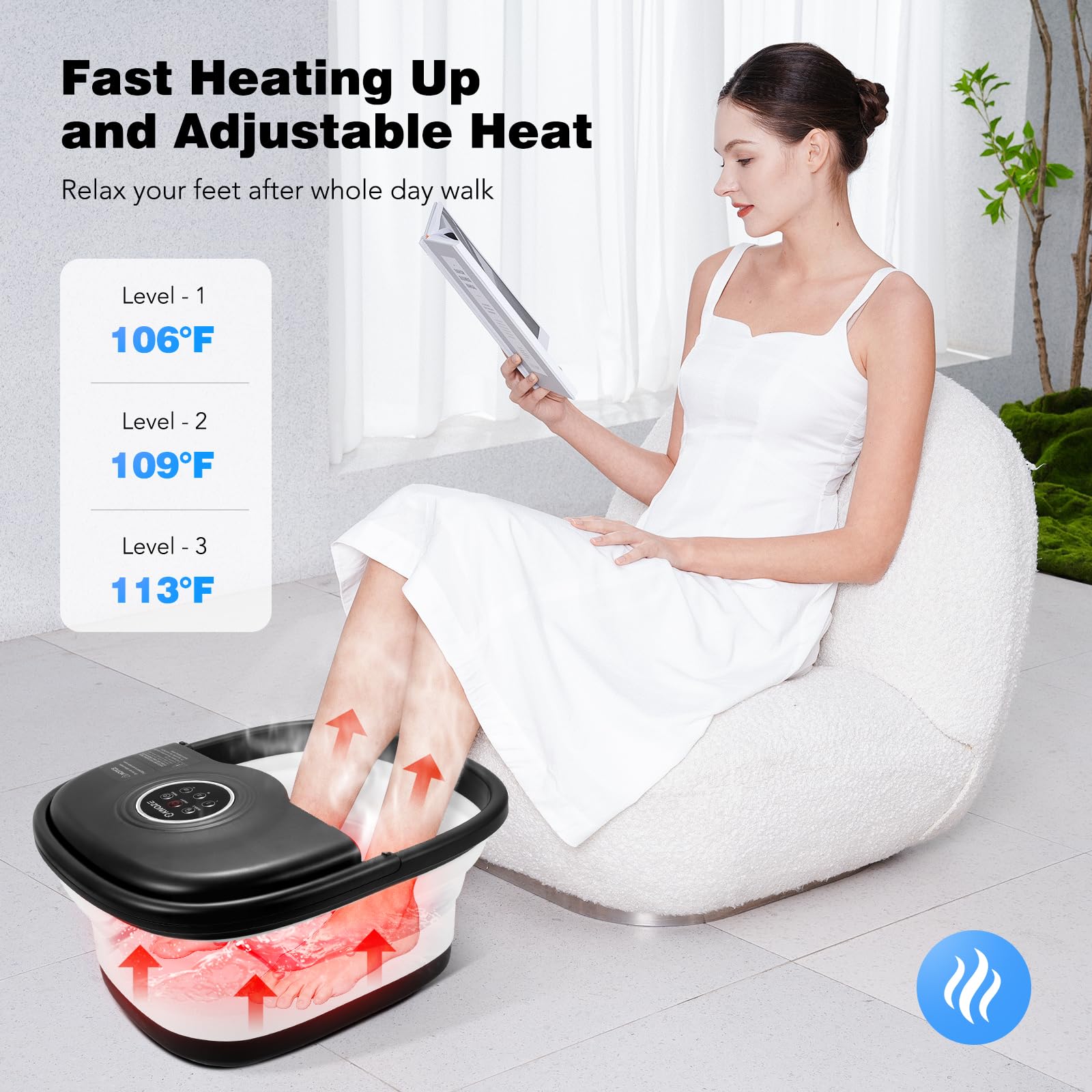 KNQZE spa de pies con rodillos de masaje para pies cansados