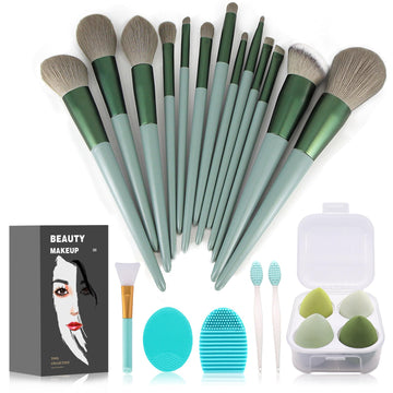 Koccido brochas maquillaje 22 piezas set grande verde para un acabado uniforme.