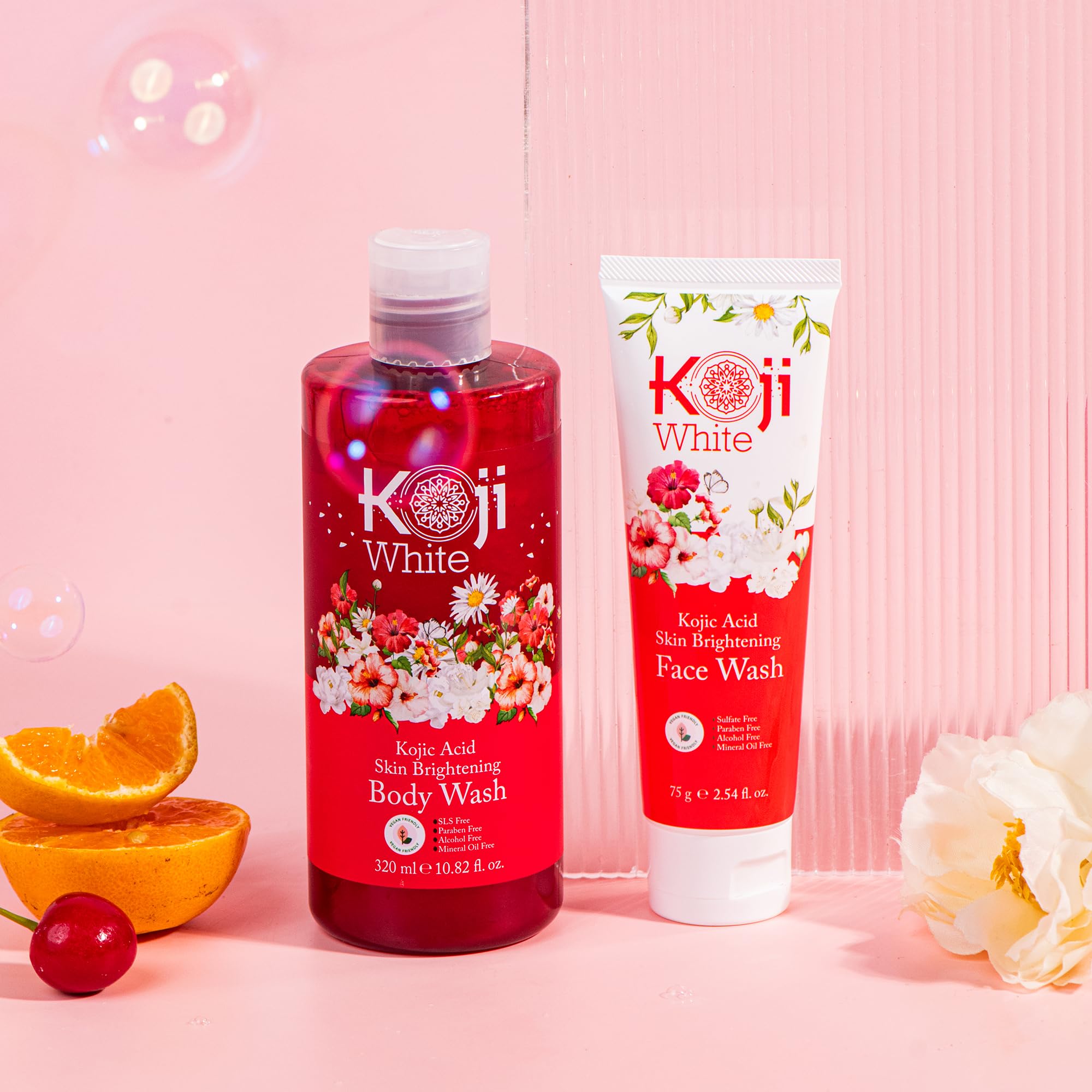 Koji White envase 320 ml: formato diario cómodo para duchas.
