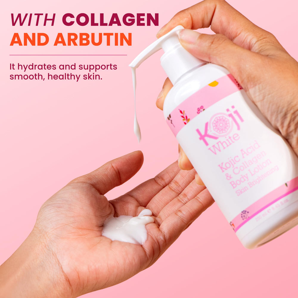 Koji White ingredientes kojic colágeno: combinación para iluminación y hidratación.