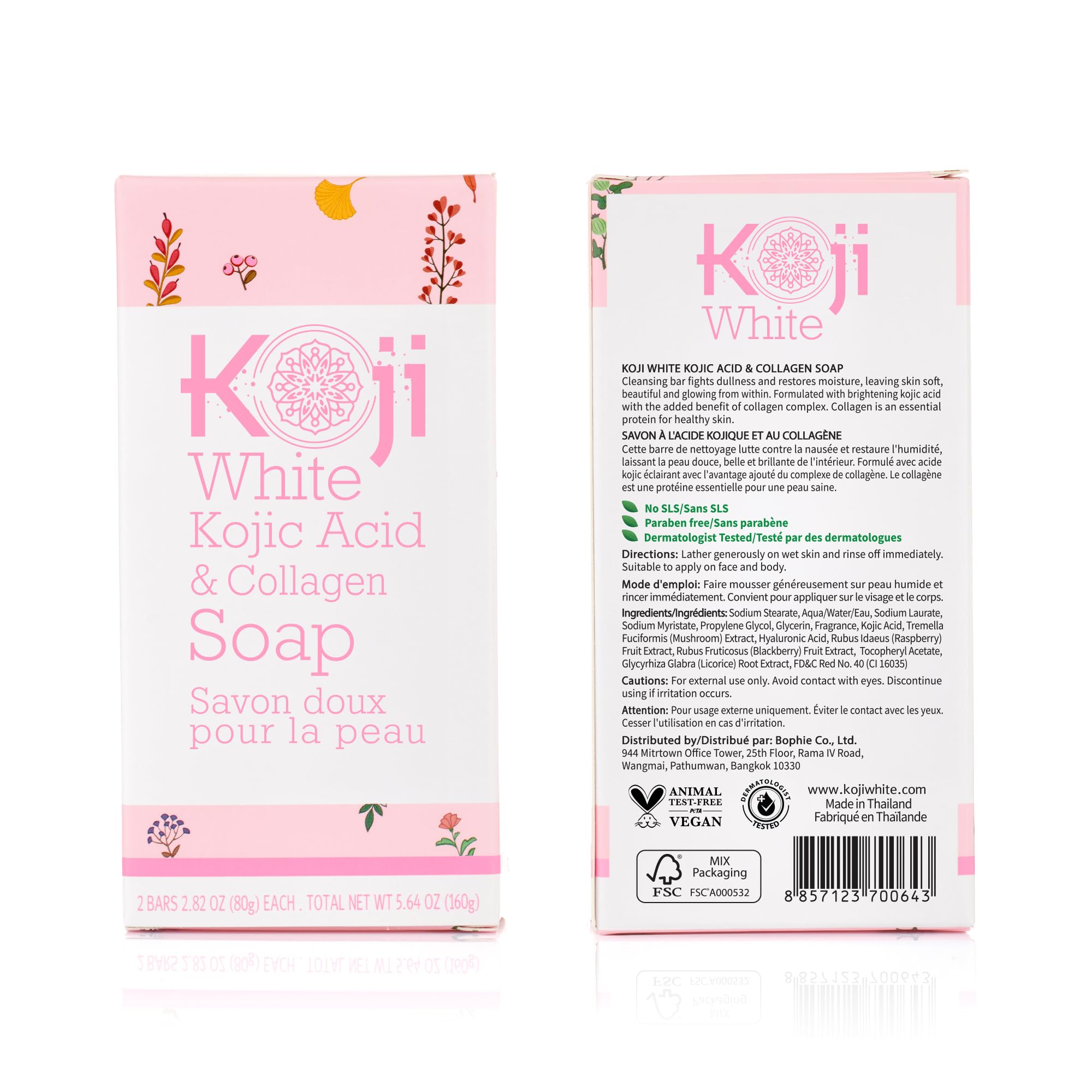 Koji White: uso en cara y cuerpo, dos barras para dos rituales diarios.
