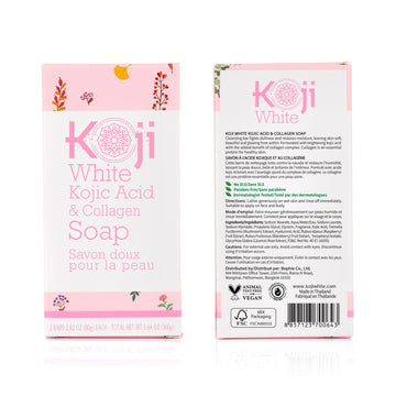 Koji White: uso en cara y cuerpo, dos barras para dos rituales diarios.