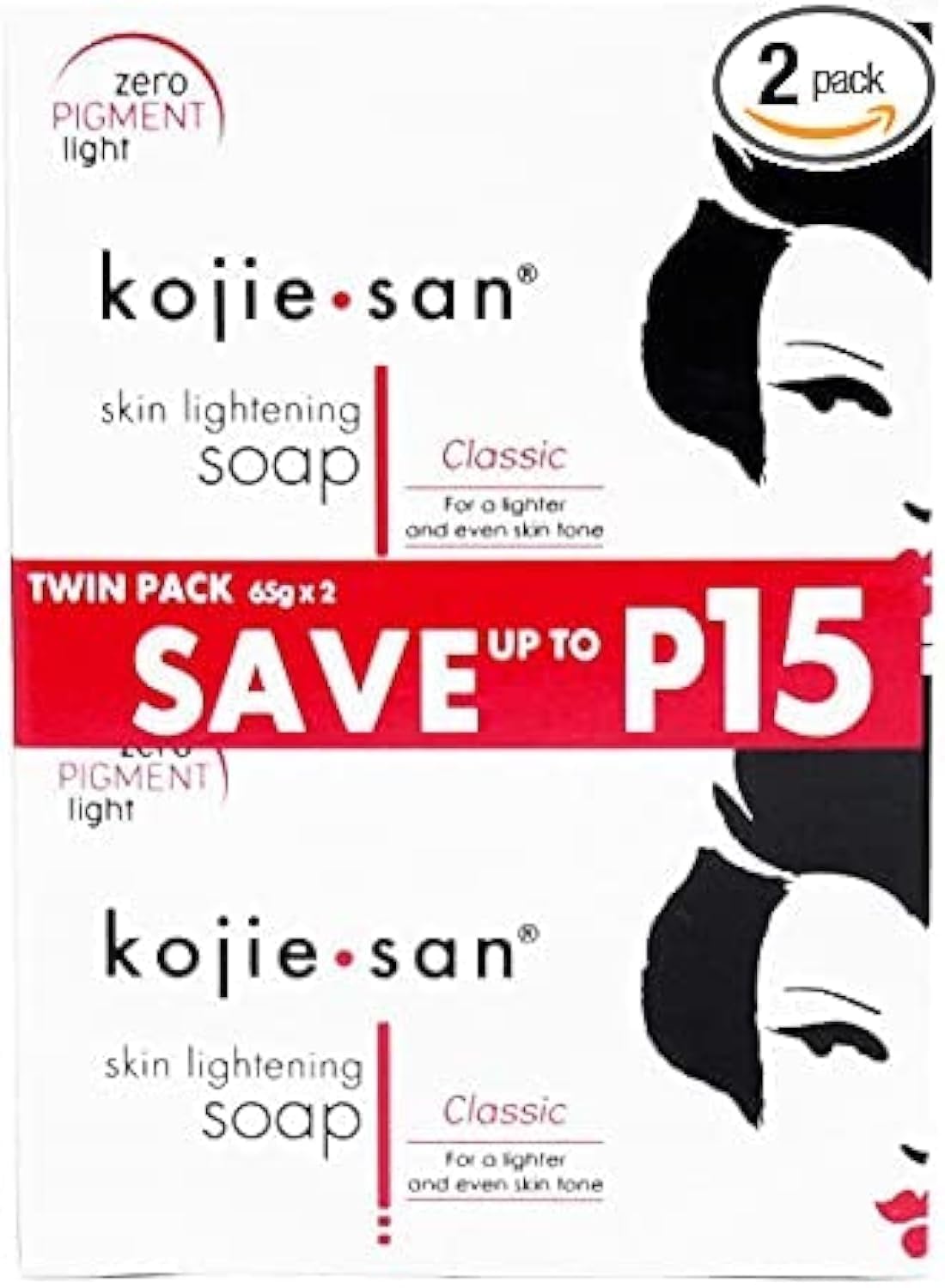 kojie-san doble-pack de 65 g para claridad de piel