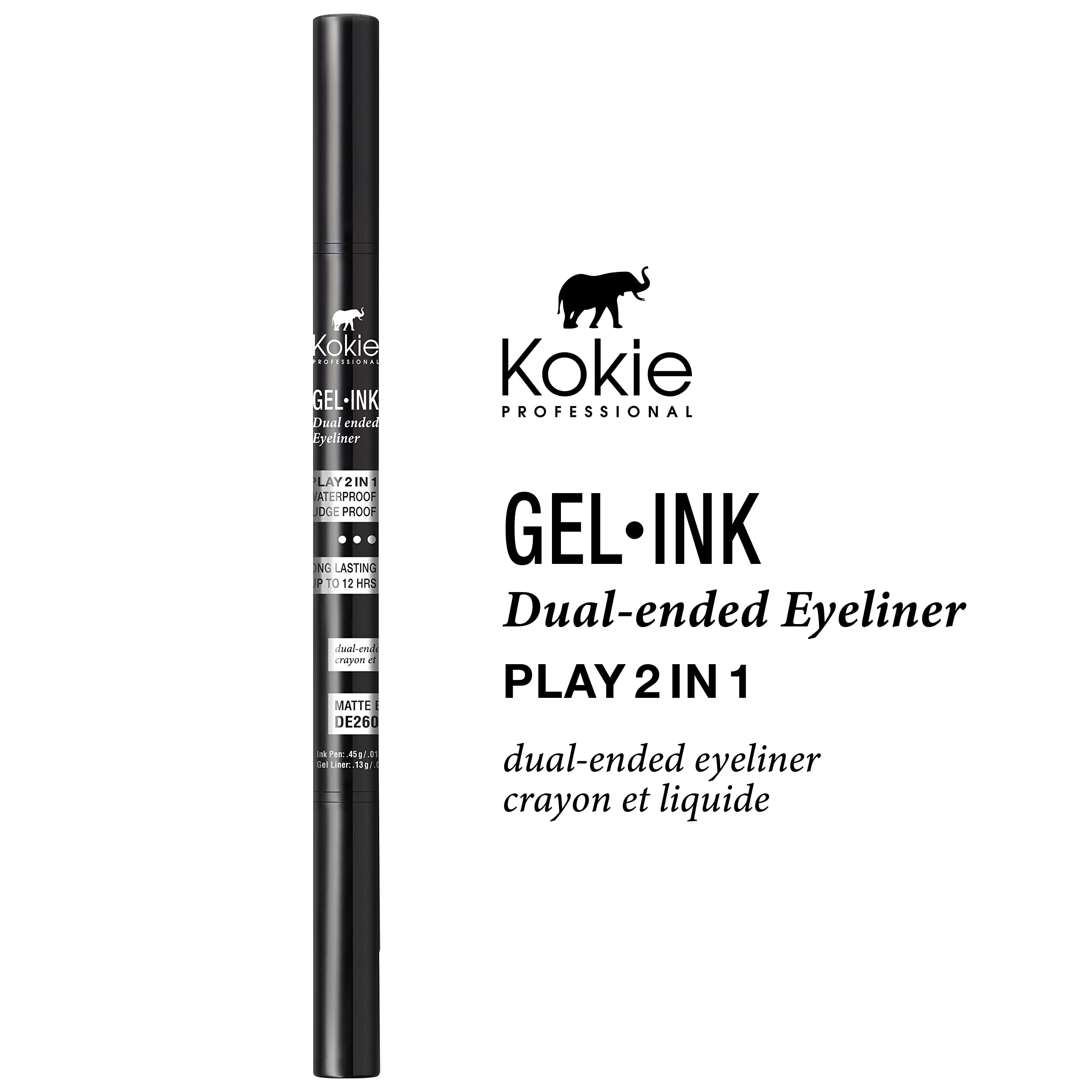 Delineador Kokie de gel, aplicación suave para trazos precisos.