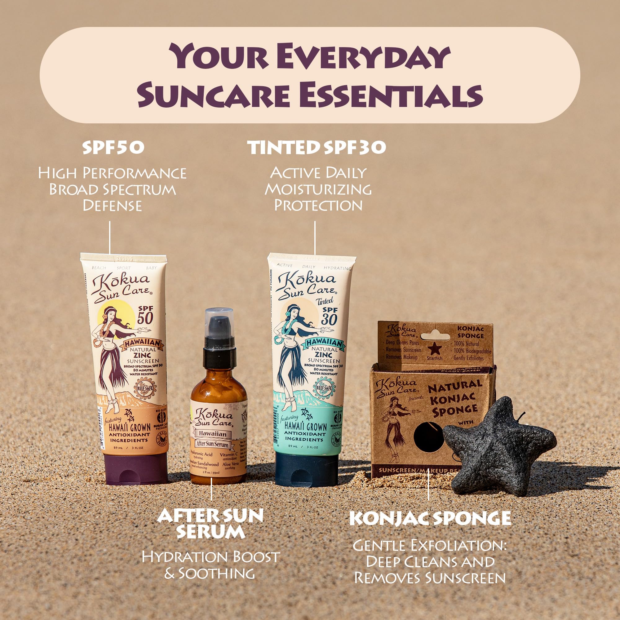 Kokua Sun Care ingrédients hawaïens superfoods pour douceur et éclat.