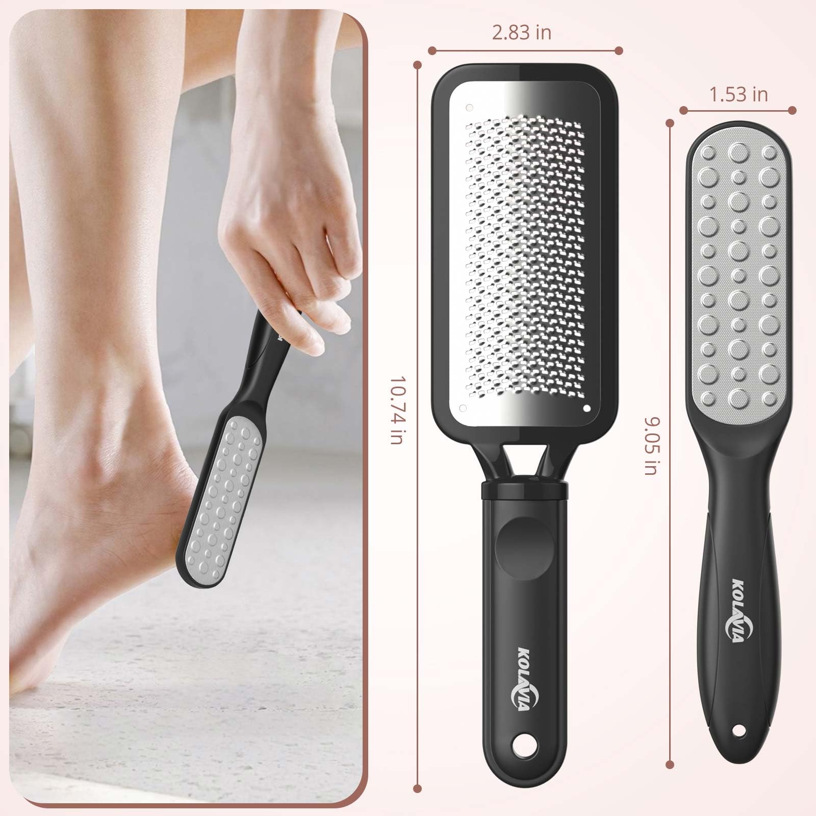 Kolavia Lima para Pies, mango ergonómico para un agarre cómodo durante la pedicura.