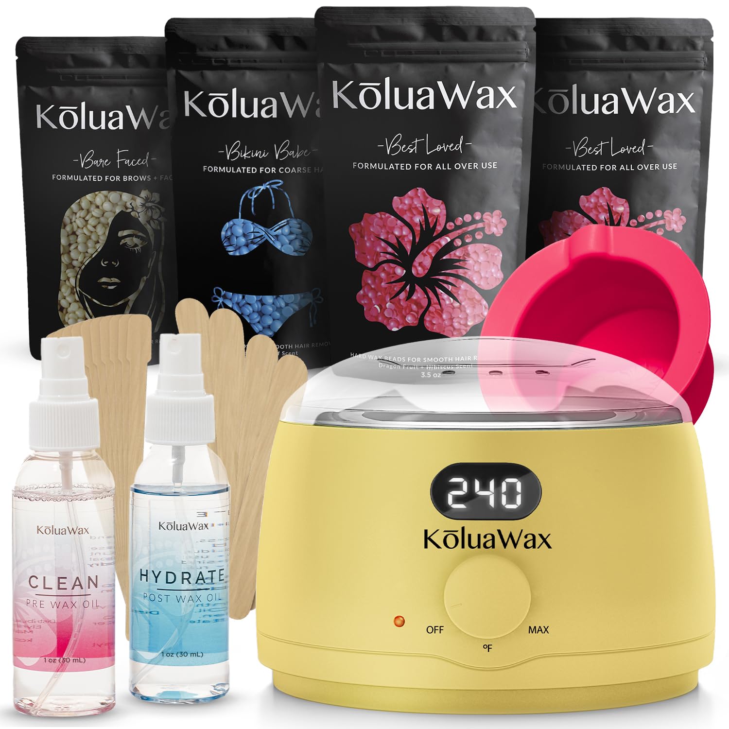 KoluaWax calentador digital de cera para depilación precisa y suave en casa.