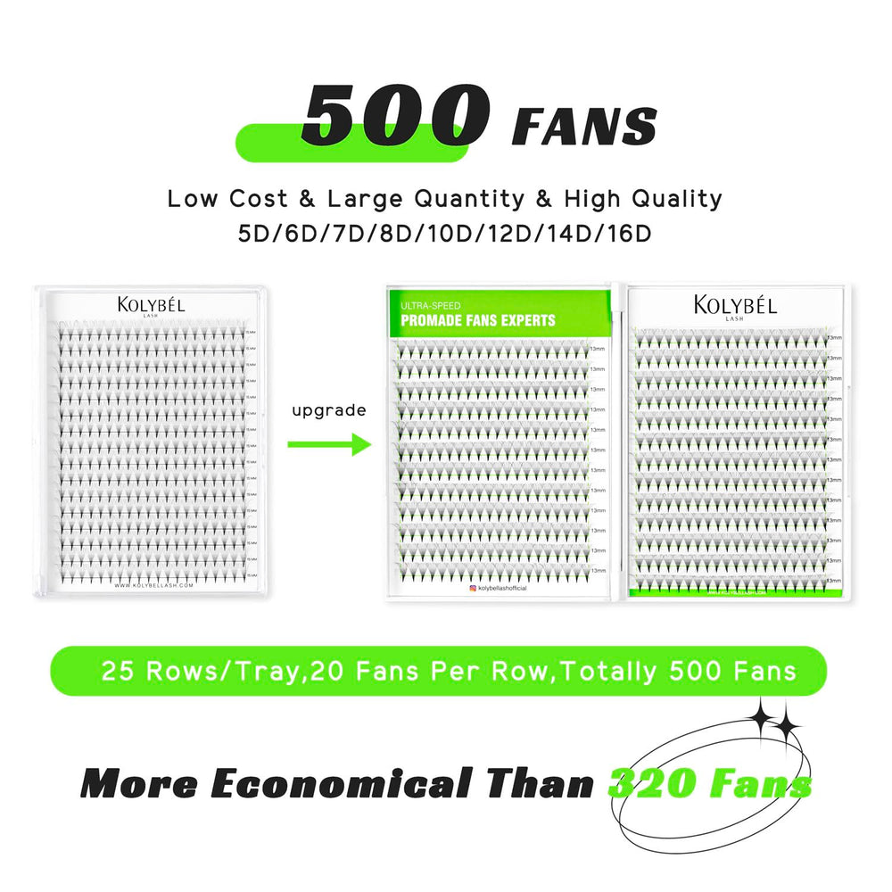 Kolybel fans prefabricados 500 unidades para un volumen consistente.