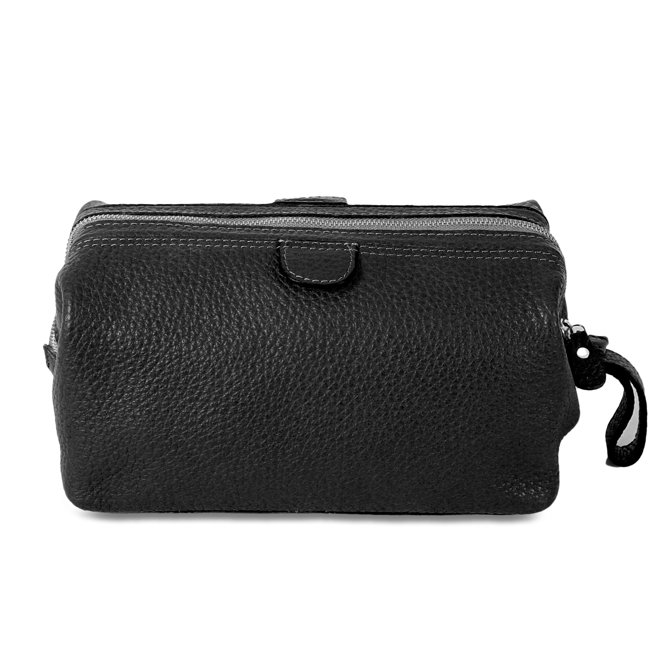 KomalC neceser de cuero premium, cremallera YKK para mayor durabilidad.