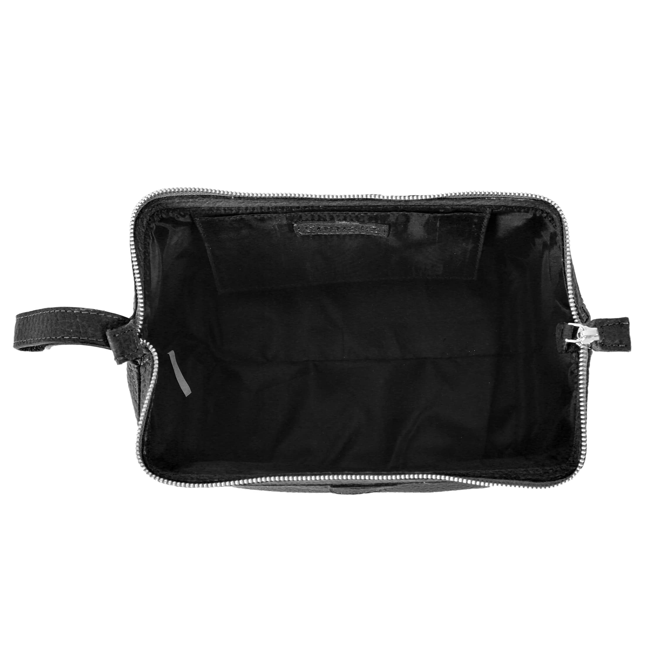 KomalC neceser de cuero premium, medidas cerradas 10x5 para viajar ligero.